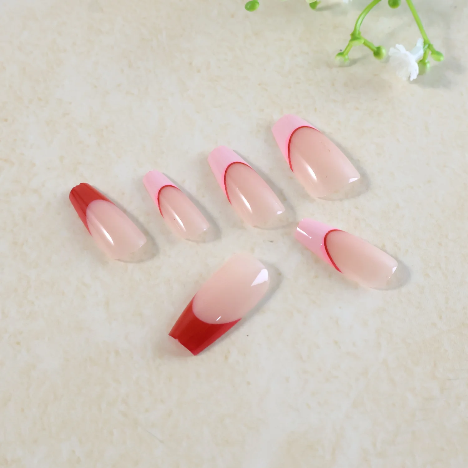 Elegant Nude Glossy Artificial Nail Tips fake nails (24 Pc Set) - Image 3
