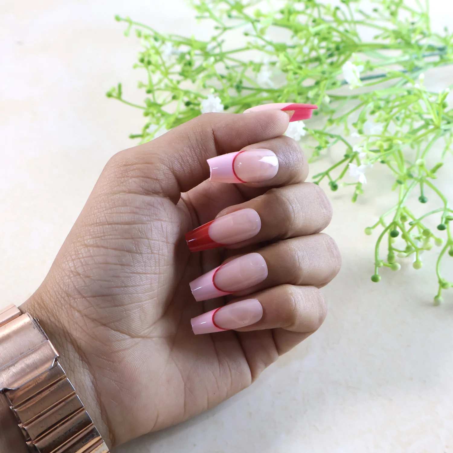 Elegant Nude Glossy Artificial Nail Tips fake nails (24 Pc Set) - Image 6