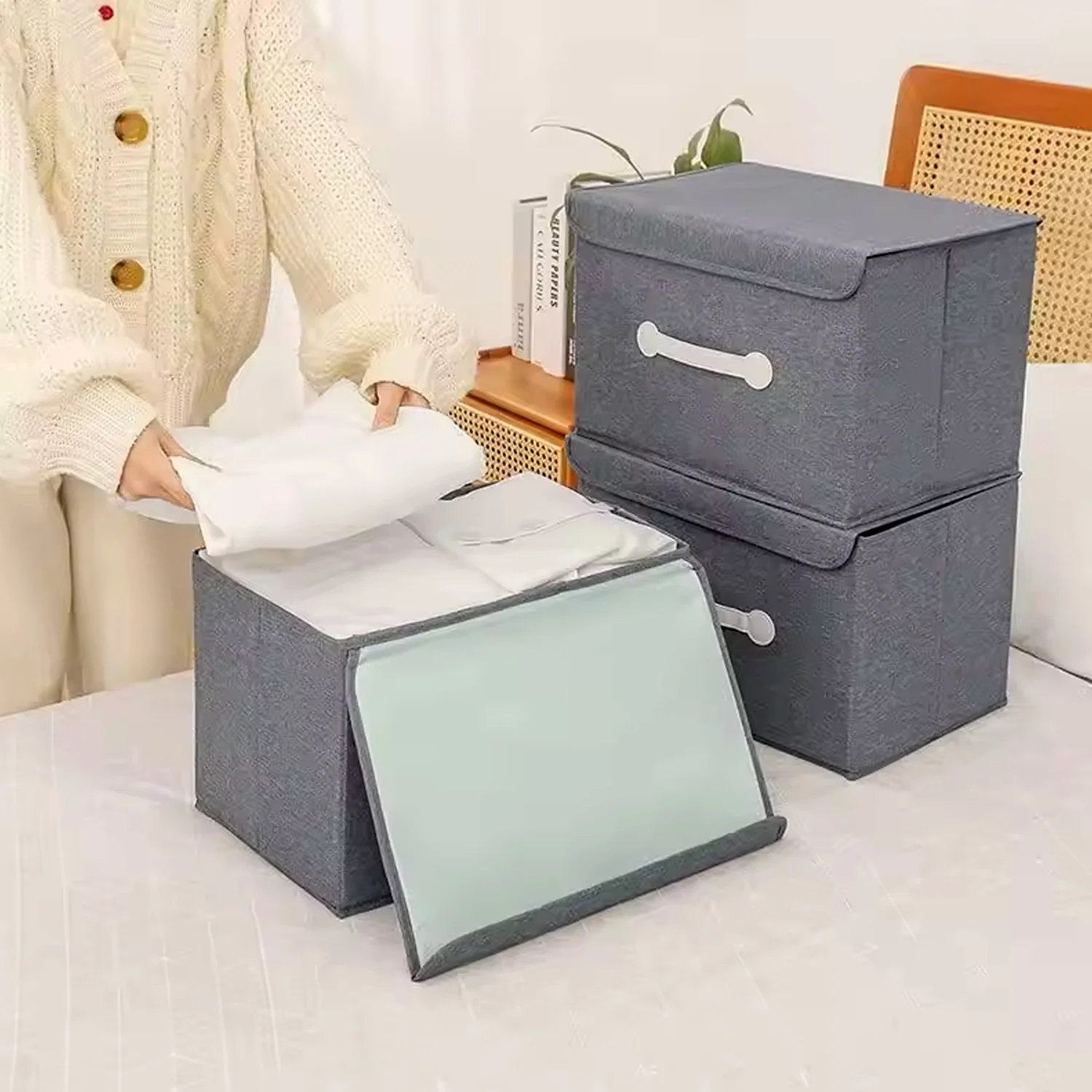 Small Foldable Storage Box With Lid And Handles(28×20×16 Cm / 1 pc) - Image 5