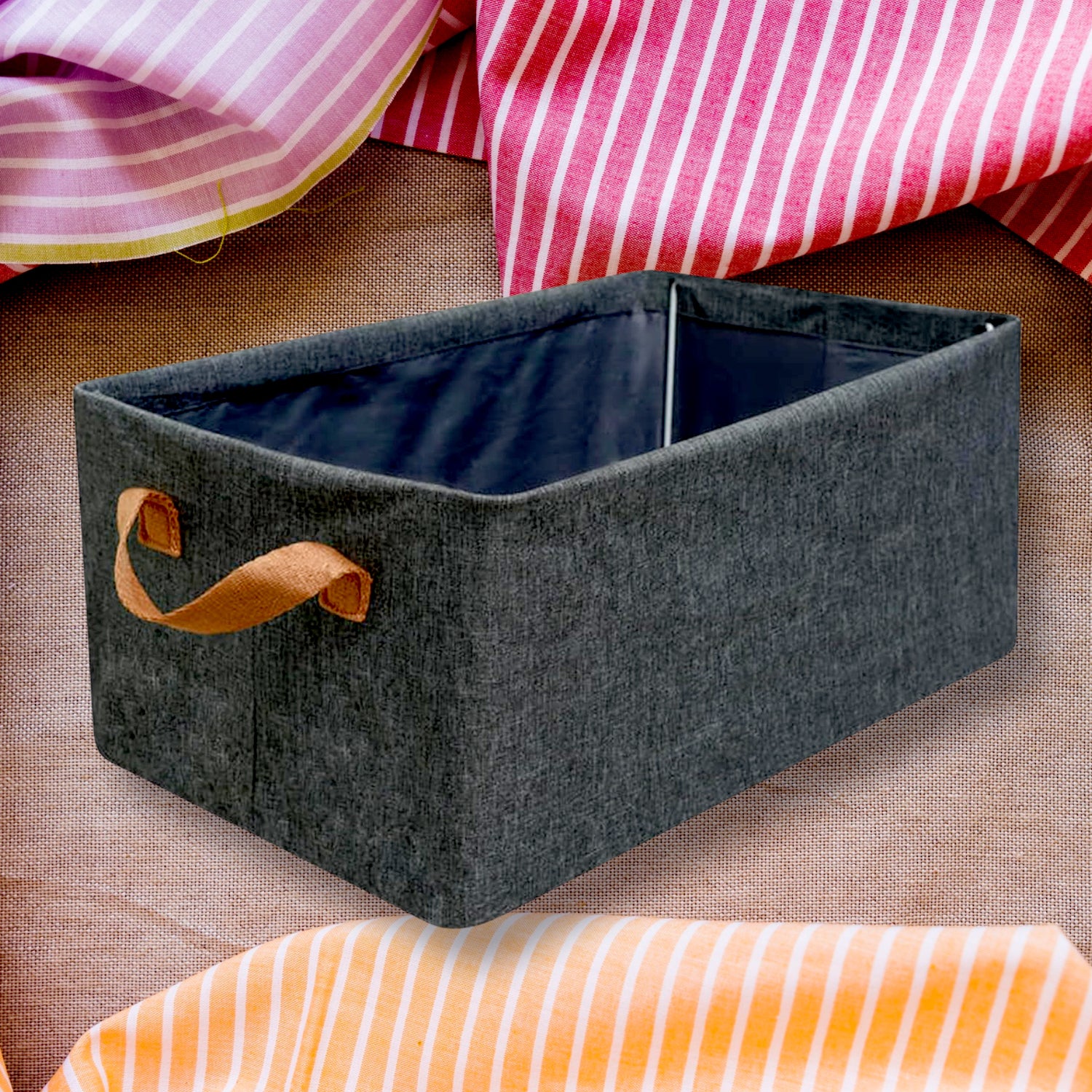 Foldable Storage Box Handles Cotton Linen Organizer for Nursery  45 cm - Image 3