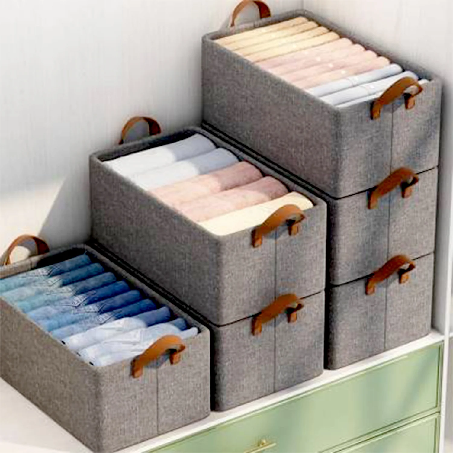 Foldable Storage Box Handles Cotton Linen Organizer for Nursery  45 cm - Image 6