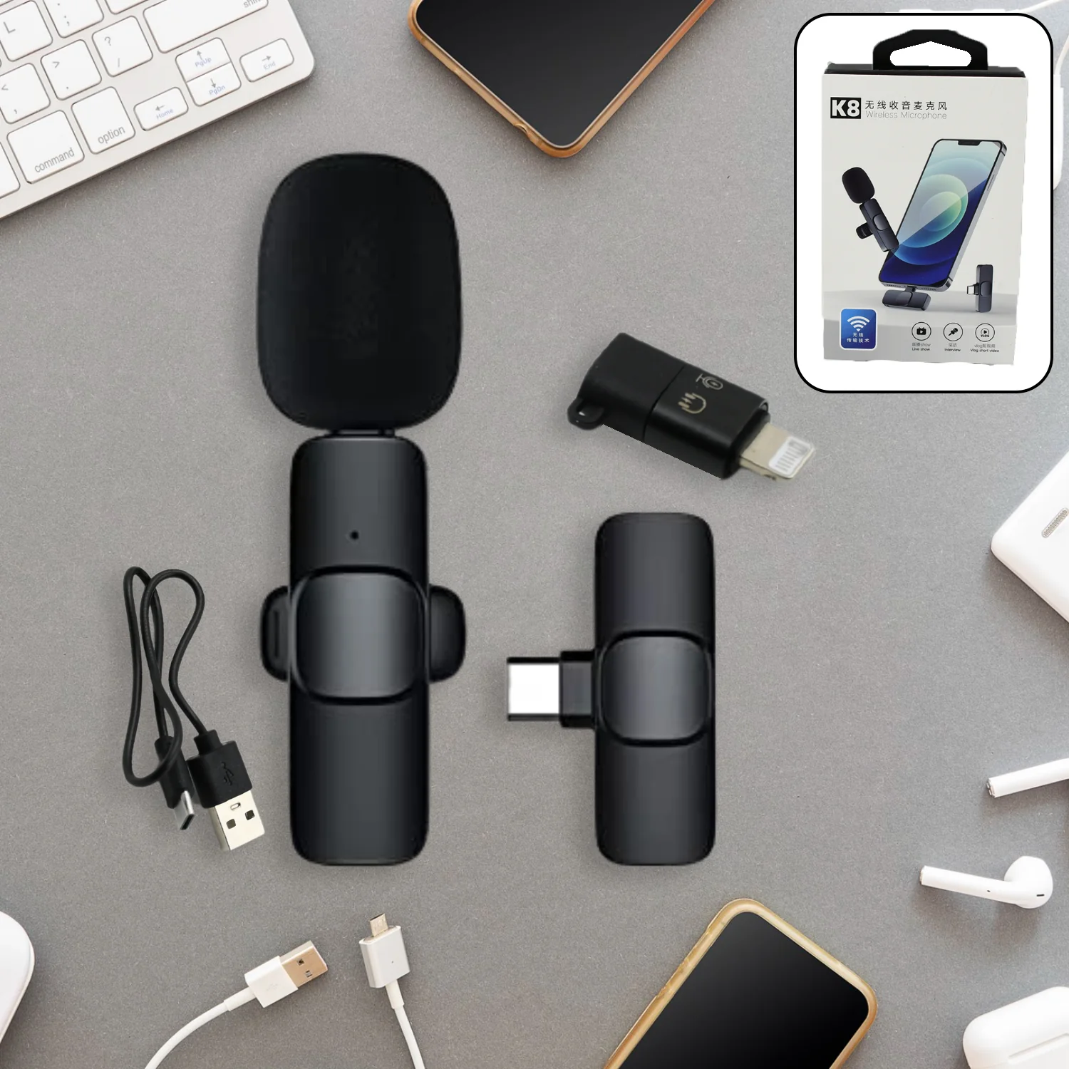 Intelligent Noise Cancelling Live Streaming Clip on Microphone for Type-C & for iPhone - Image 3