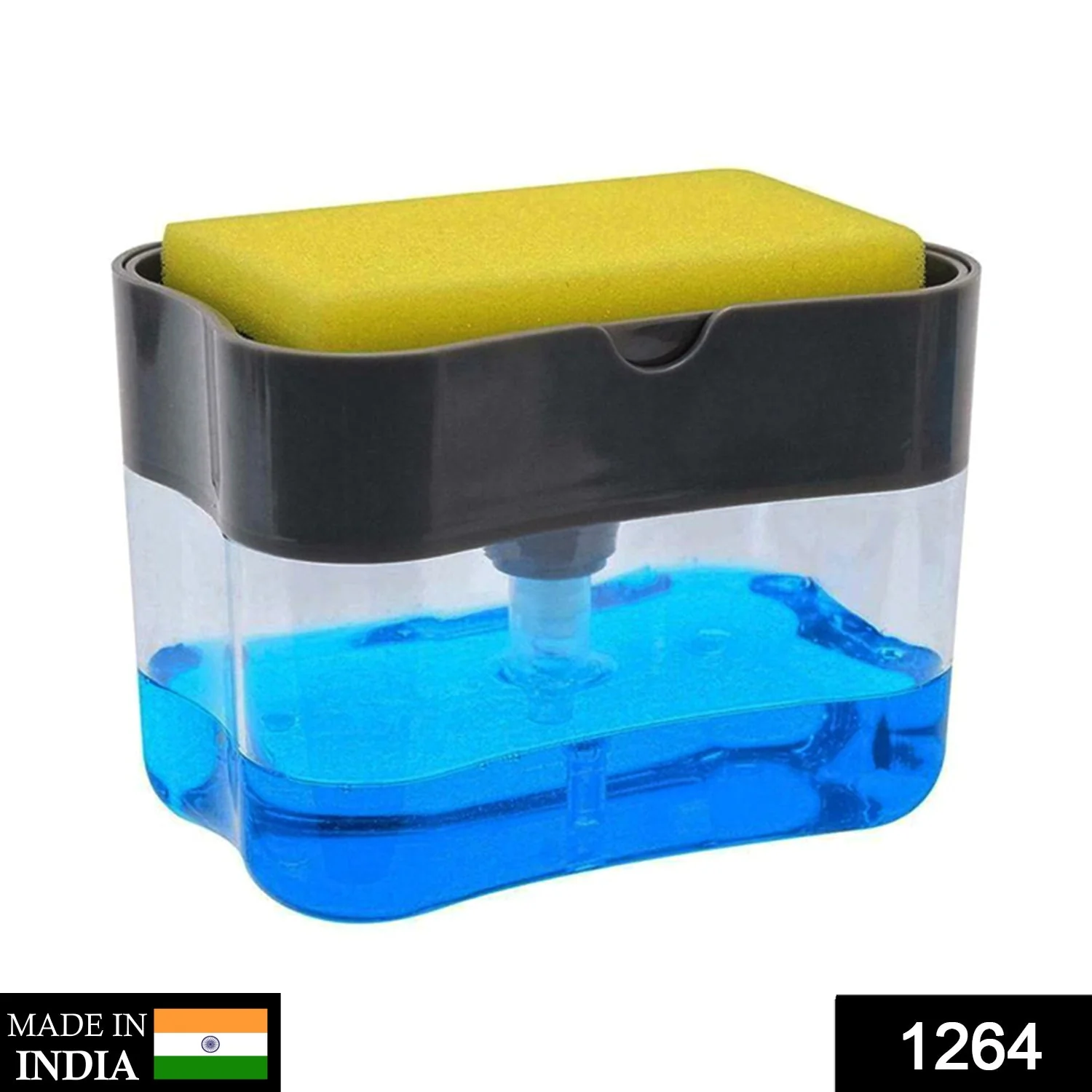 2-in-1 Liquid Soap Dispenser on Countertop with Sponge Holder - Image 2