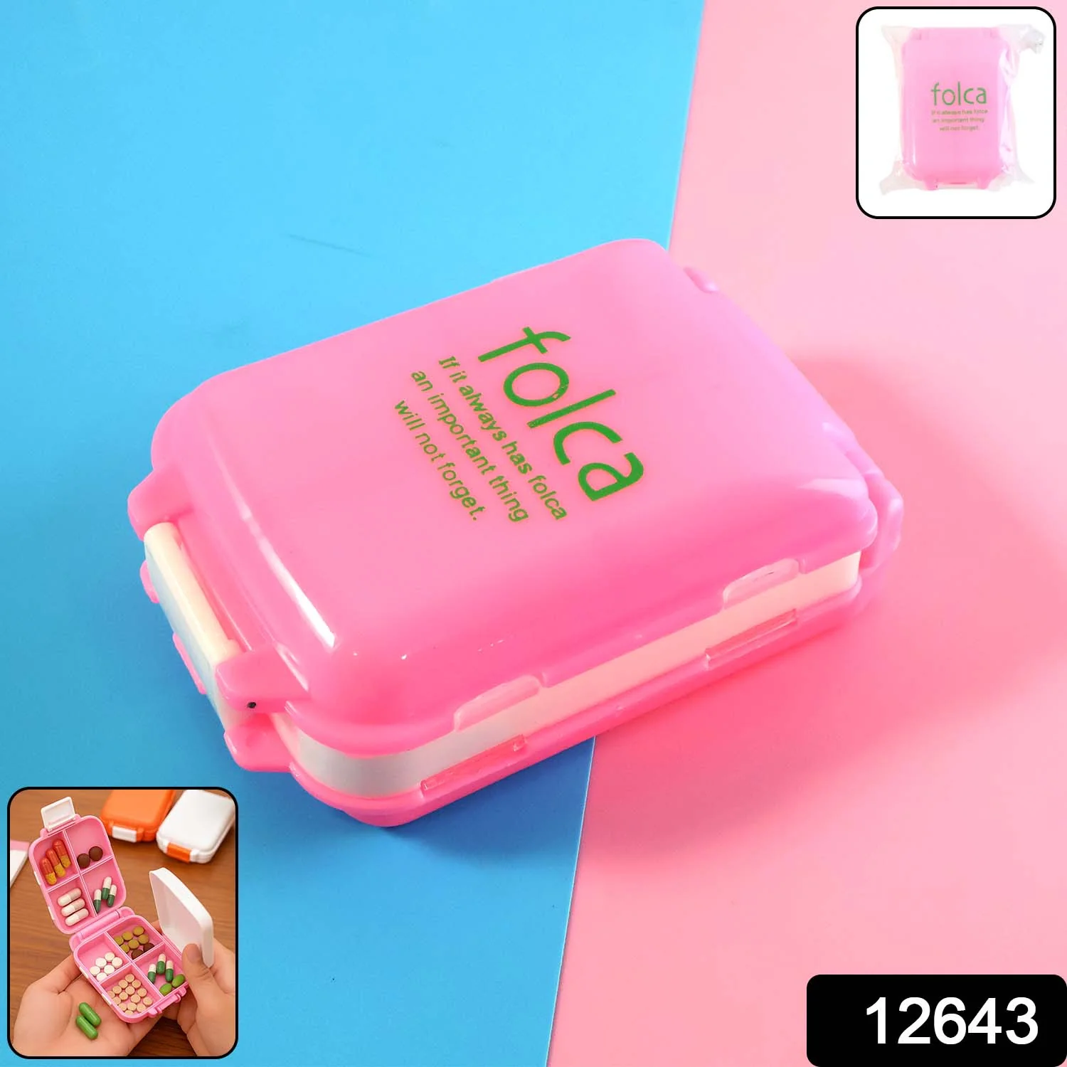 Portable Pink Dual-Sided Pill Organizer Box (1 Pc) - Image 2