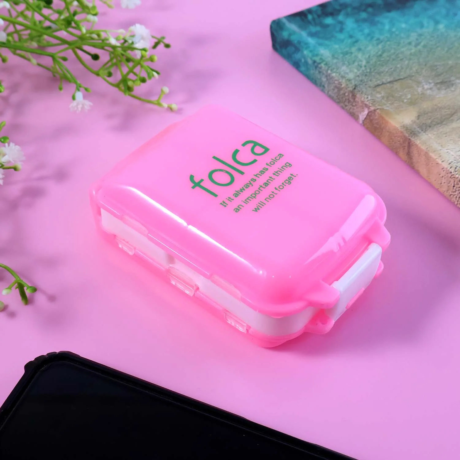 Portable Pink Dual-Sided Pill Organizer Box (1 Pc) - Image 3