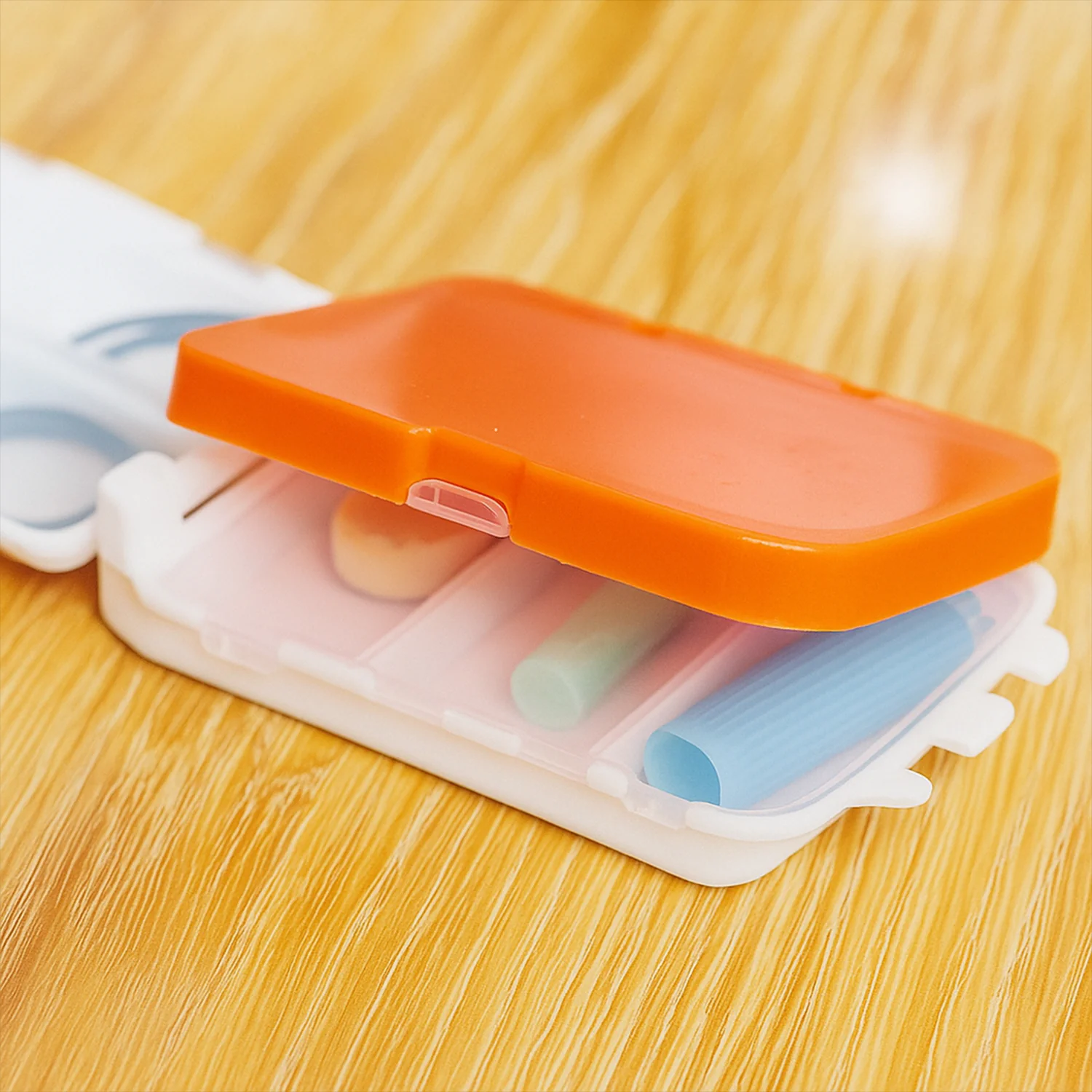Portable Orange Dual-Sided Pill Organizer Box (1 Pc) - Image 8