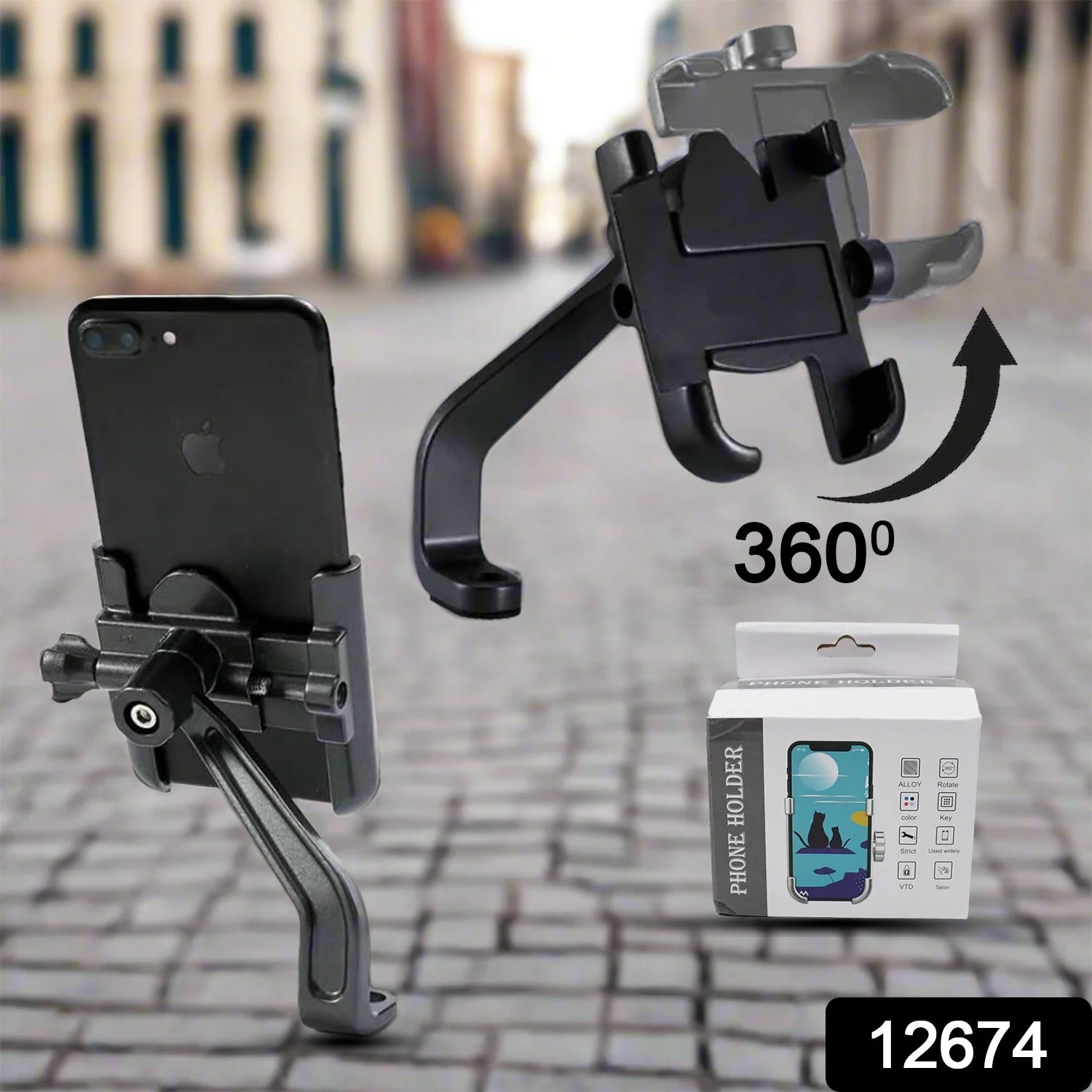Full Metal Body Bike & Scooty 360 Degree Rotating Mobile Holder Stand (1 Pc) - Image 2