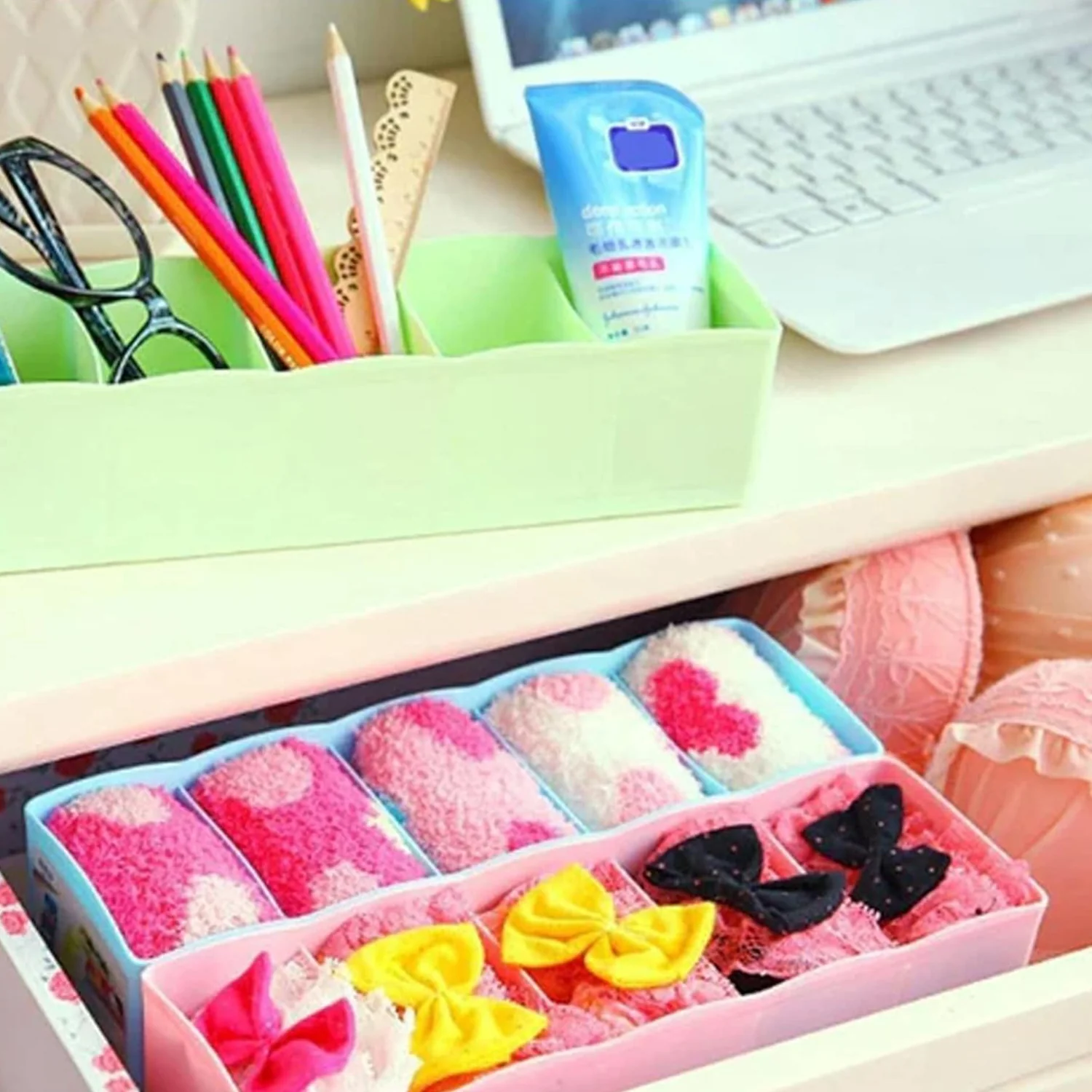 Desktop Storage Organizer Box Set - 5 Grid Compartments (4-Piece) - Image 6