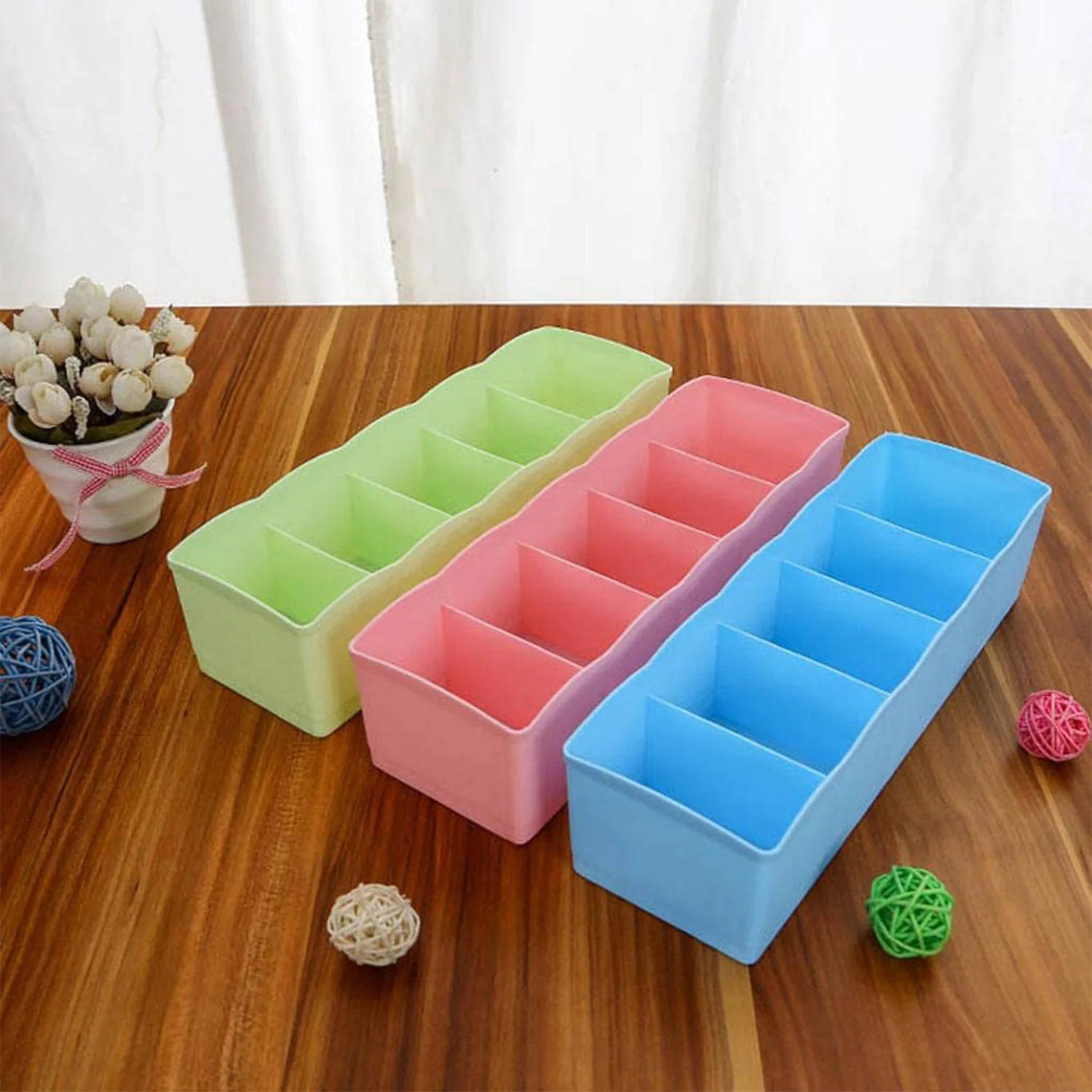Desktop Storage Organizer Box Set - 5 Grid Compartments (4-Piece) - Image 7