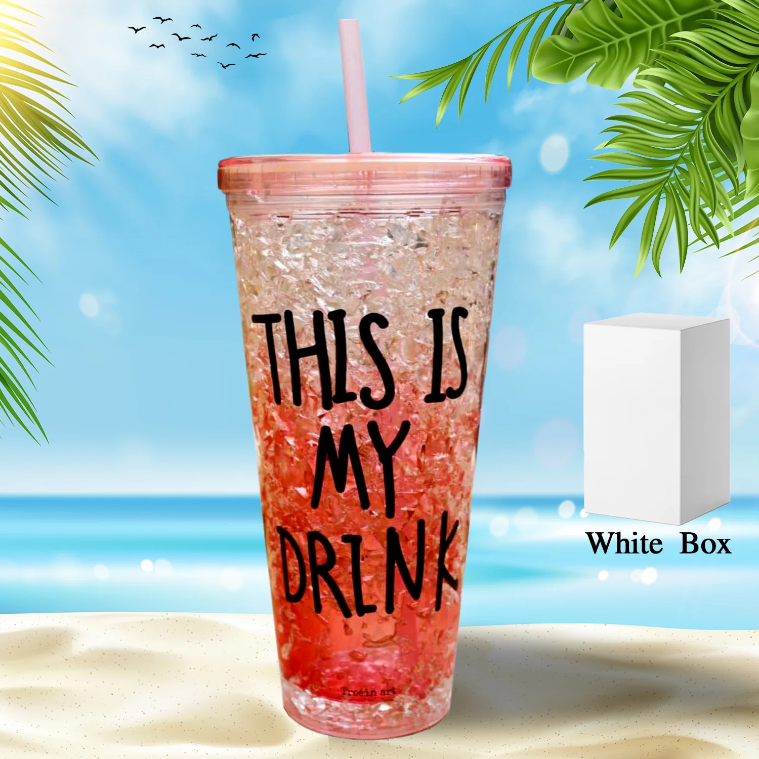 Plastic Creative Cold Drink Cup,  Double Wall Plastic Drinking Sport Bottle - Image 3
