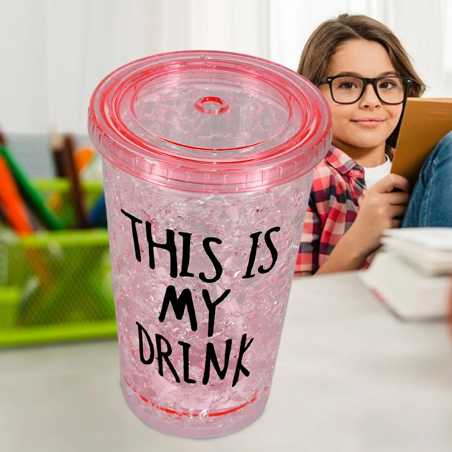 Plastic Creative Cold Drink Cup,  Double Wall Plastic Drinking Sport Bottle - Image 5