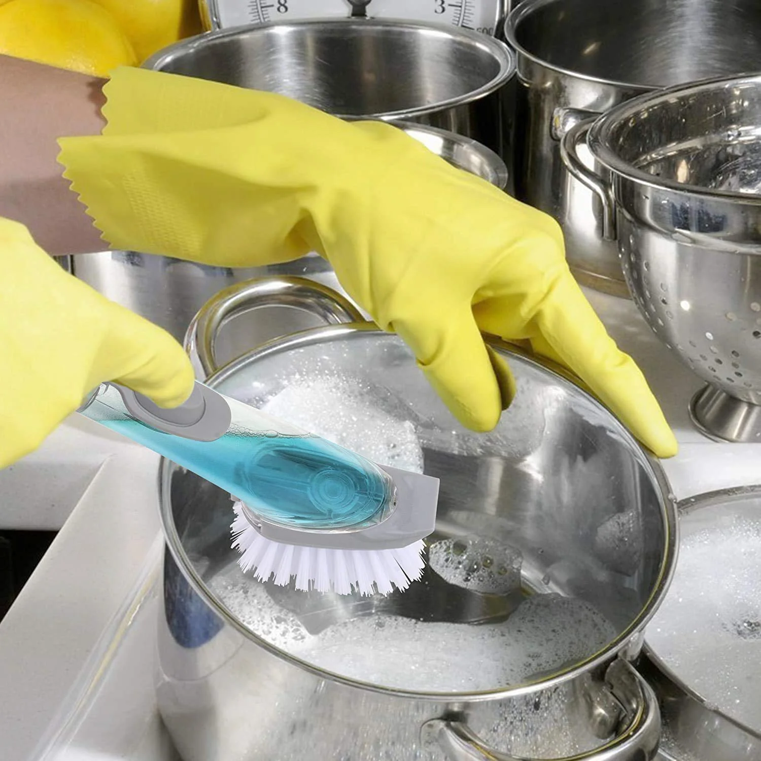 Automatic Liquid Dispenser Dish Clean Brush Scrubber - Image 6