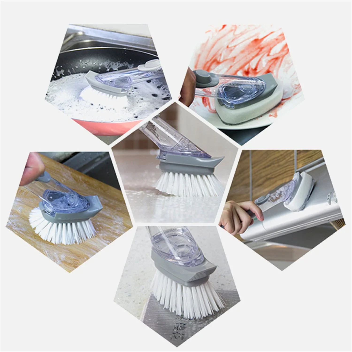 2-in-1 Dishwashing Brush, Long Handle Wash Pot Brush Washing Dish - Image 10