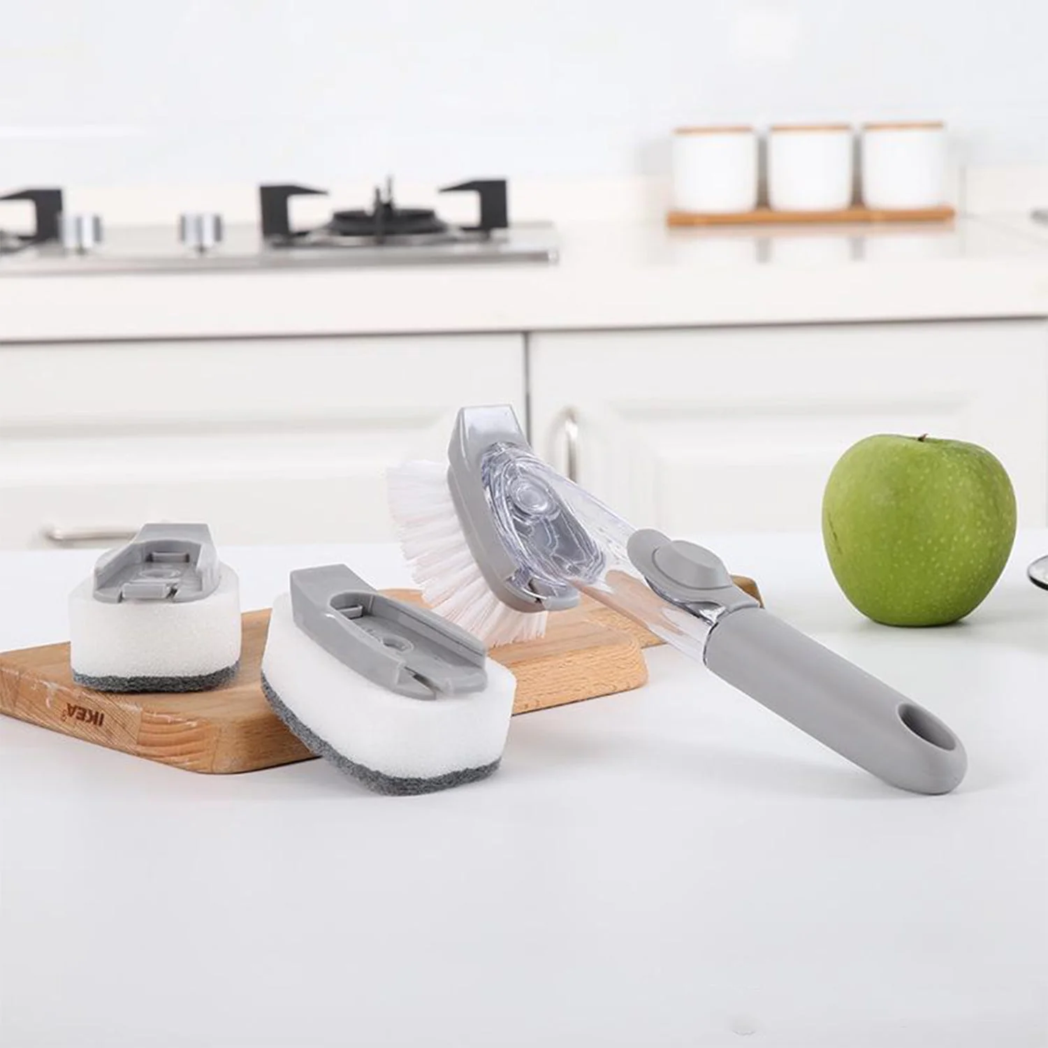 2-in-1 Dishwashing Brush, Long Handle Wash Pot Brush Washing Dish - Image 3