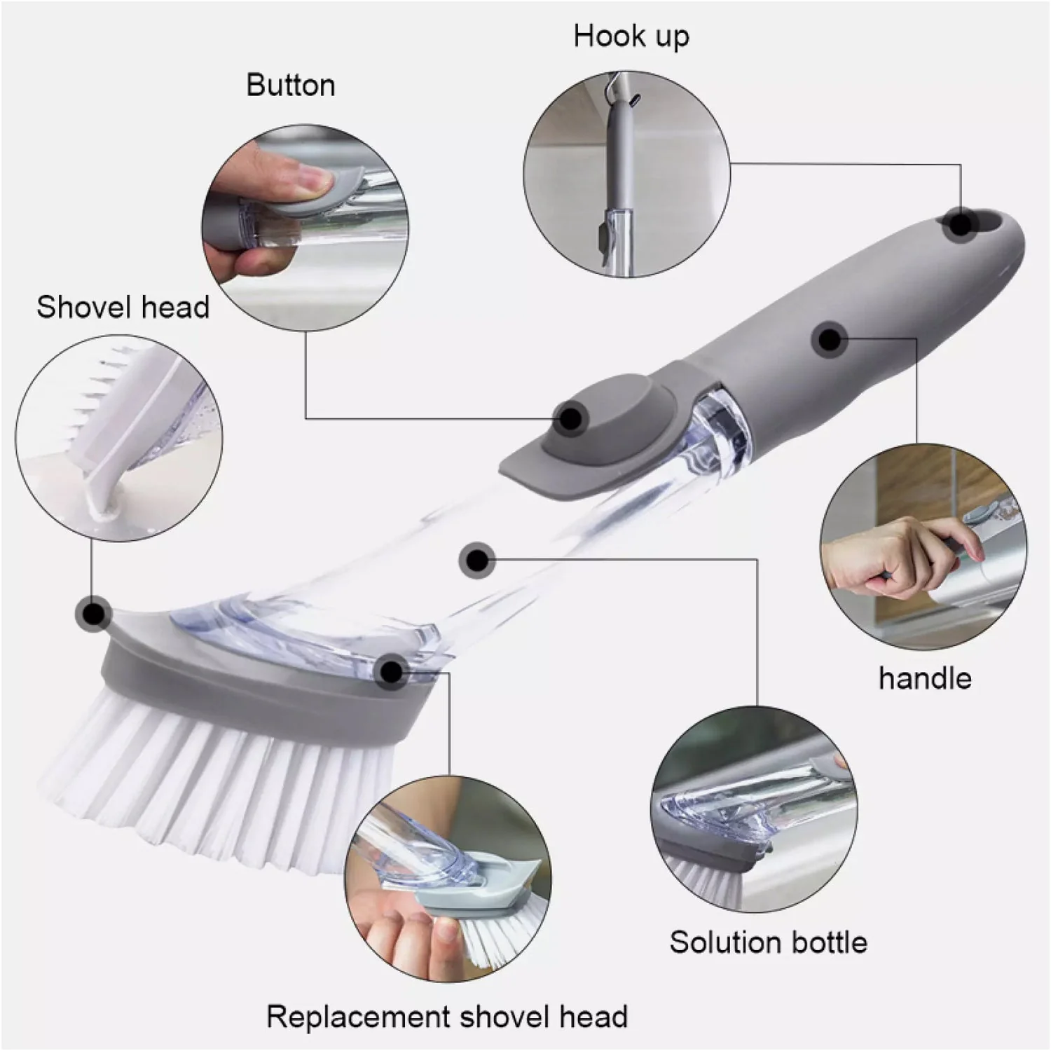 2-in-1 Dishwashing Brush, Long Handle Wash Pot Brush Washing Dish - Image 6