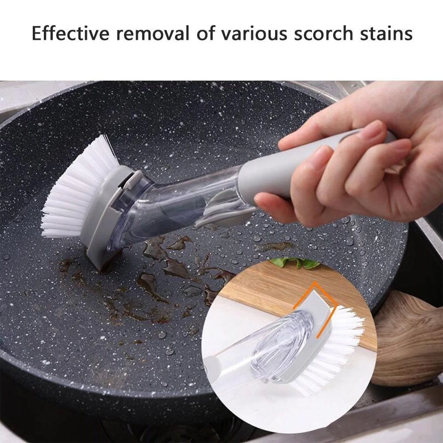 2-in-1 Dishwashing Brush, Long Handle Wash Pot Brush Washing Dish - Image 9