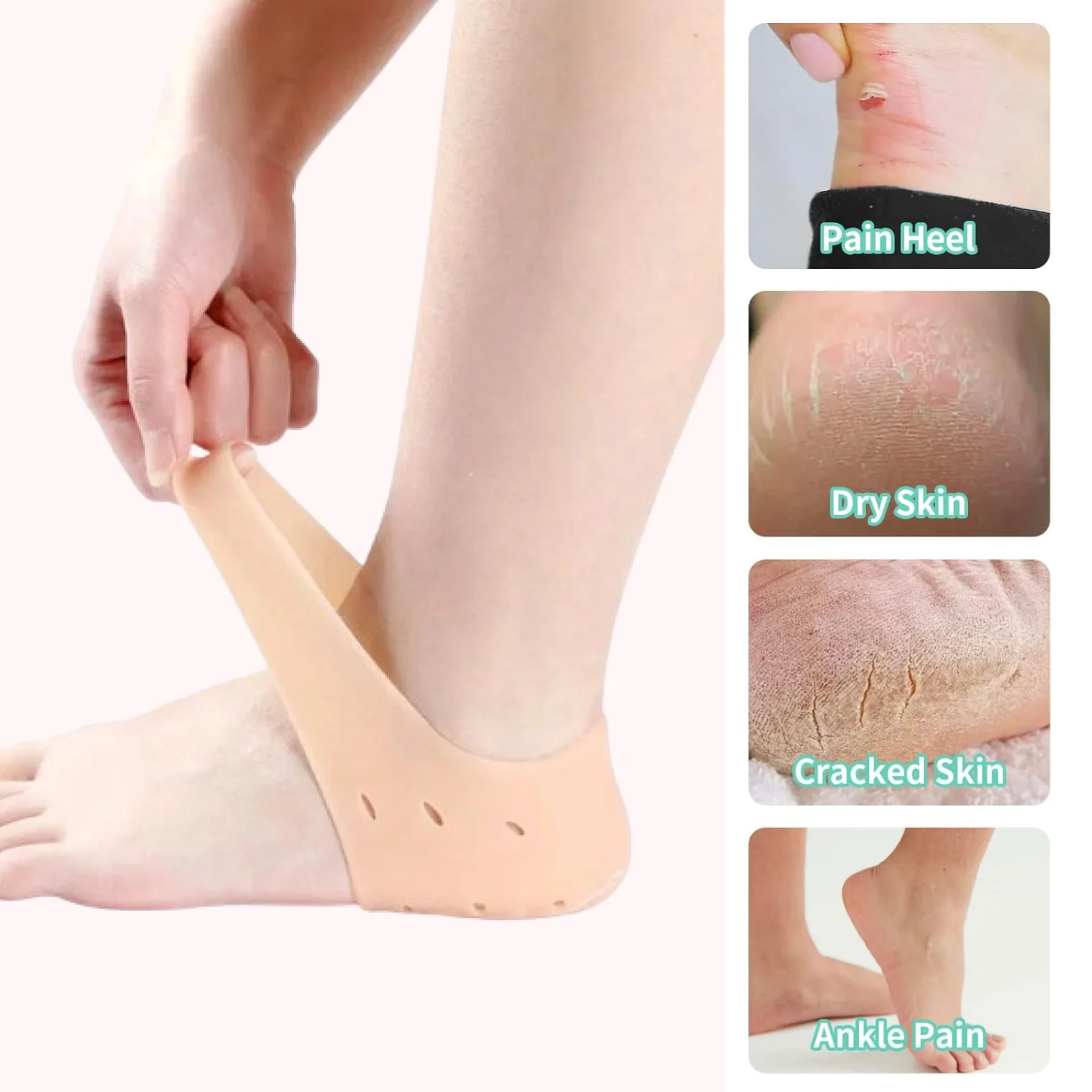 Anti Crack Silicon Gel Heel Moisturizing Socks for Foot Care Men Women (Loose Pack) - Image 4