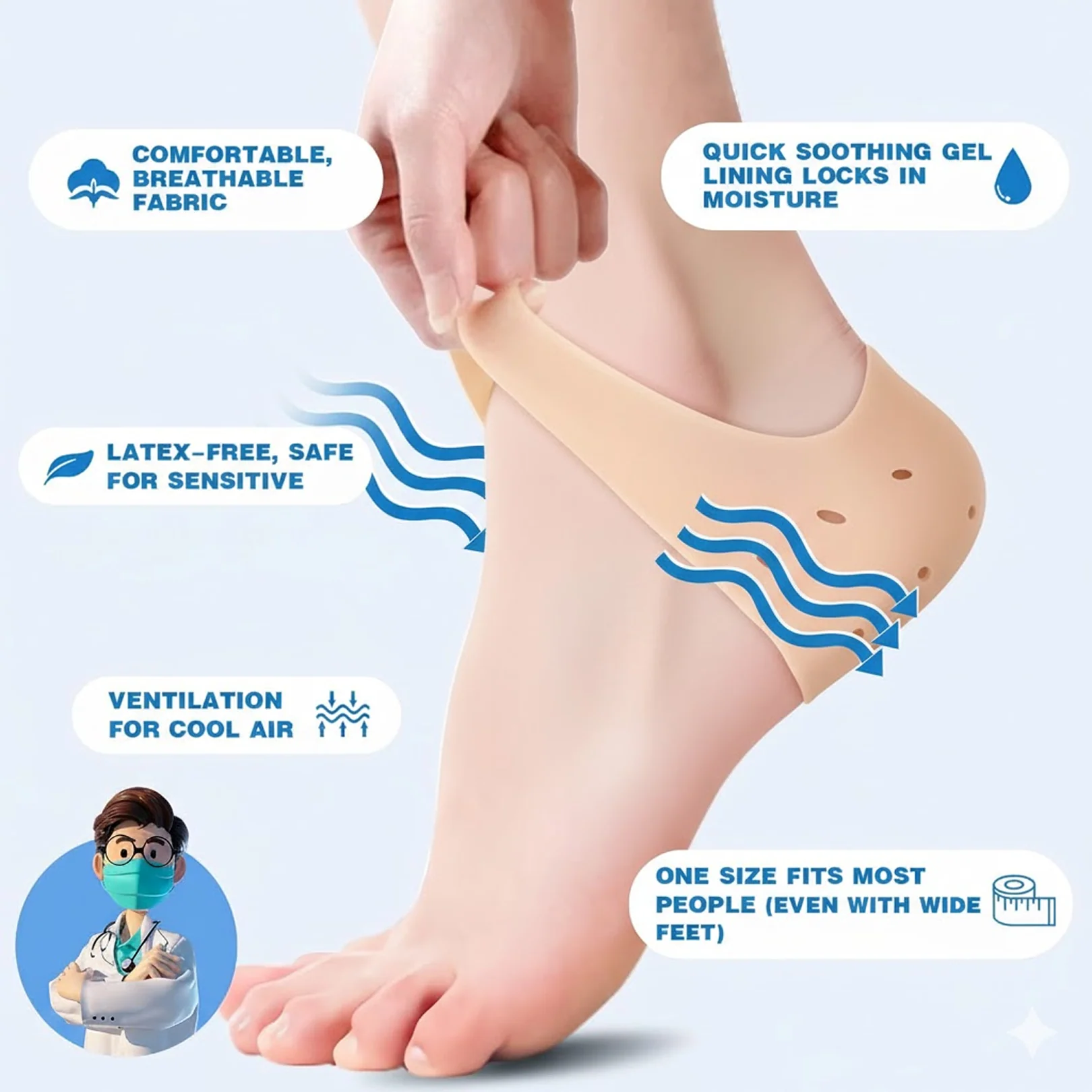 Anti Crack Silicon Gel Heel Moisturizing Socks for Foot Care Men Women (Loose Pack) - Image 5