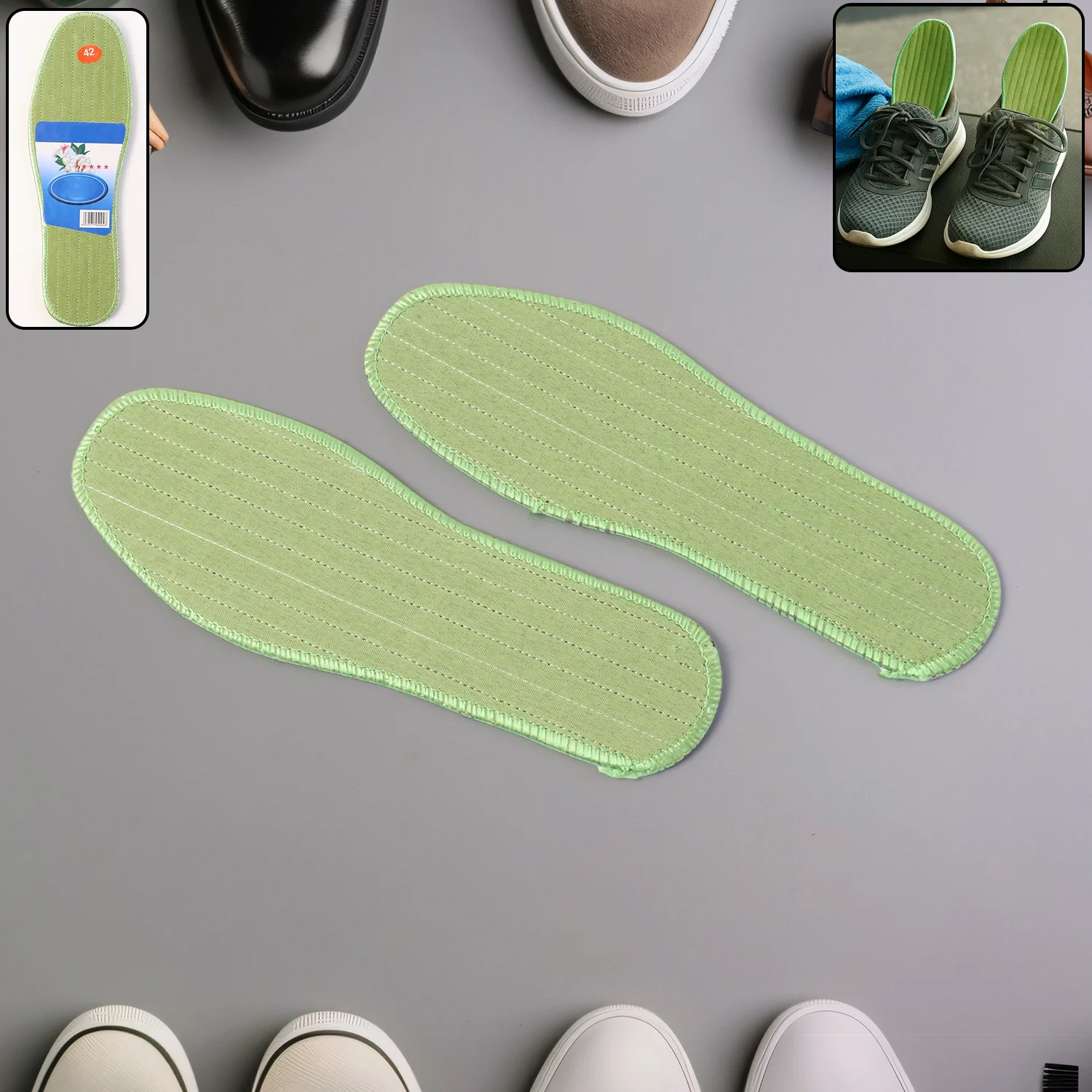 Premium Comfort Shoe Insoles for Daily Foot Support Size 42 (1 Pair / Mix Design) - Image 2