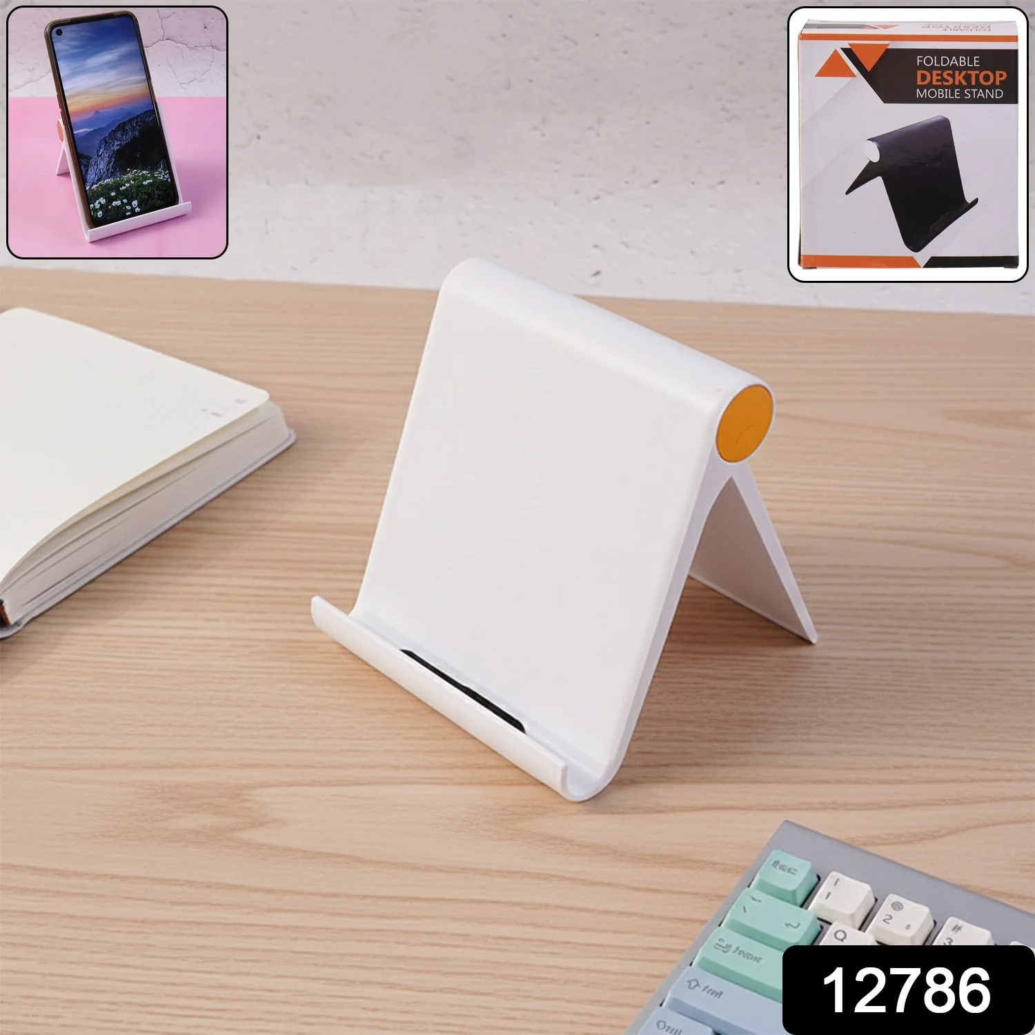 Plastic Foldable Desktop Mobile Stand (1 Pc / White) - Image 2