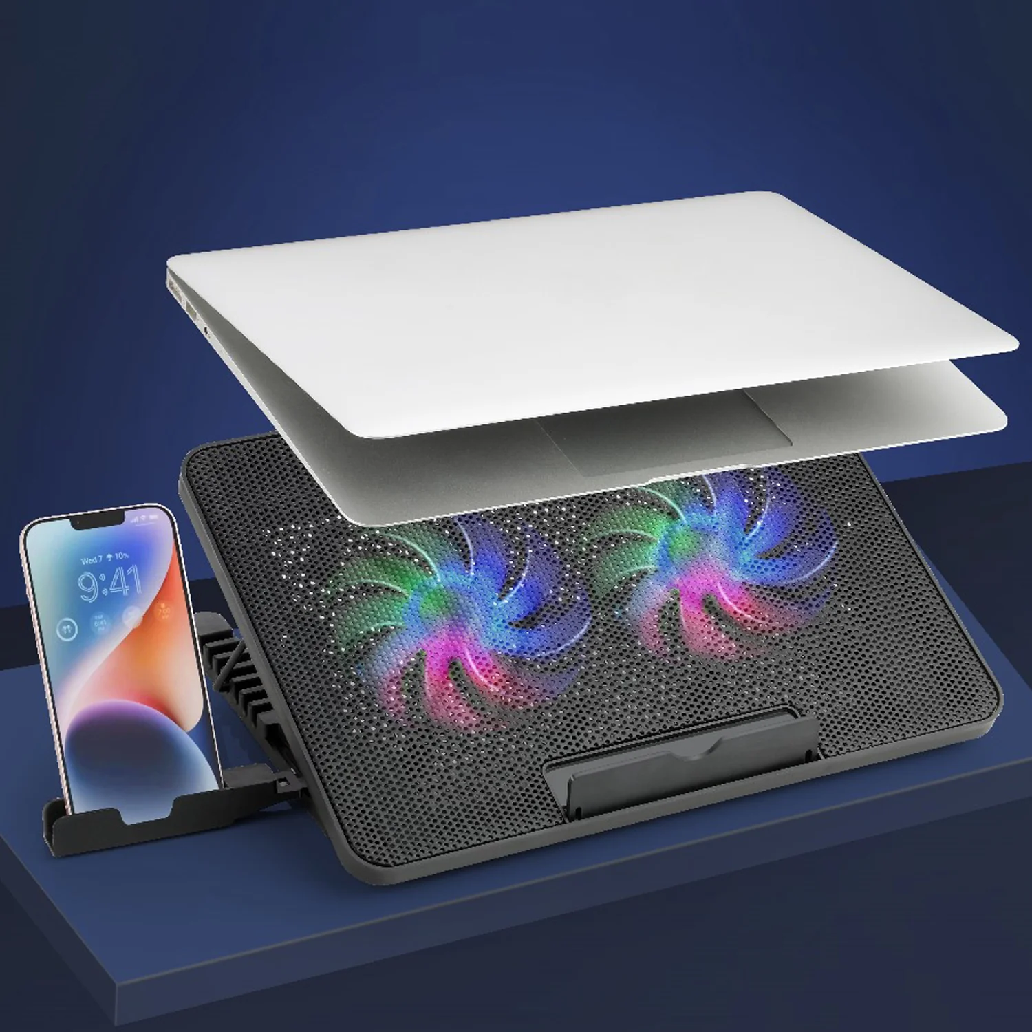 Laptop Cooler Cooling Pad with 2 Quiet Led Fans, Stand for Gaming Laptop - Image 3