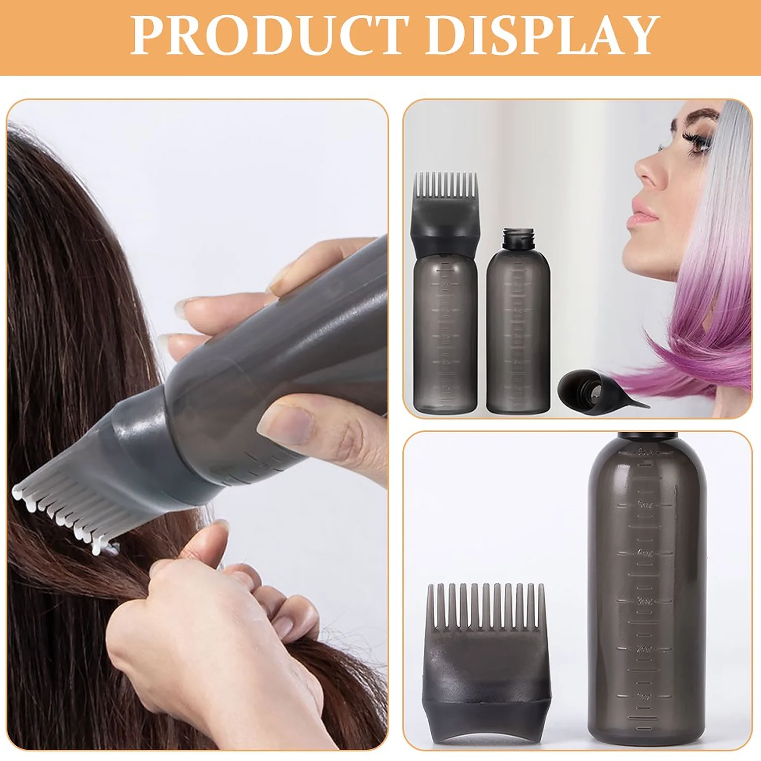 Comb Applicator Bottle, Hair Oil Applicator Bottle for Hair Dye Bottle Applicator Brush with Graduated Scale, Professional Brush Applicator Comb Hairdressing Coloring Styling Tool (1 Pc), Hair accessories - Image 8