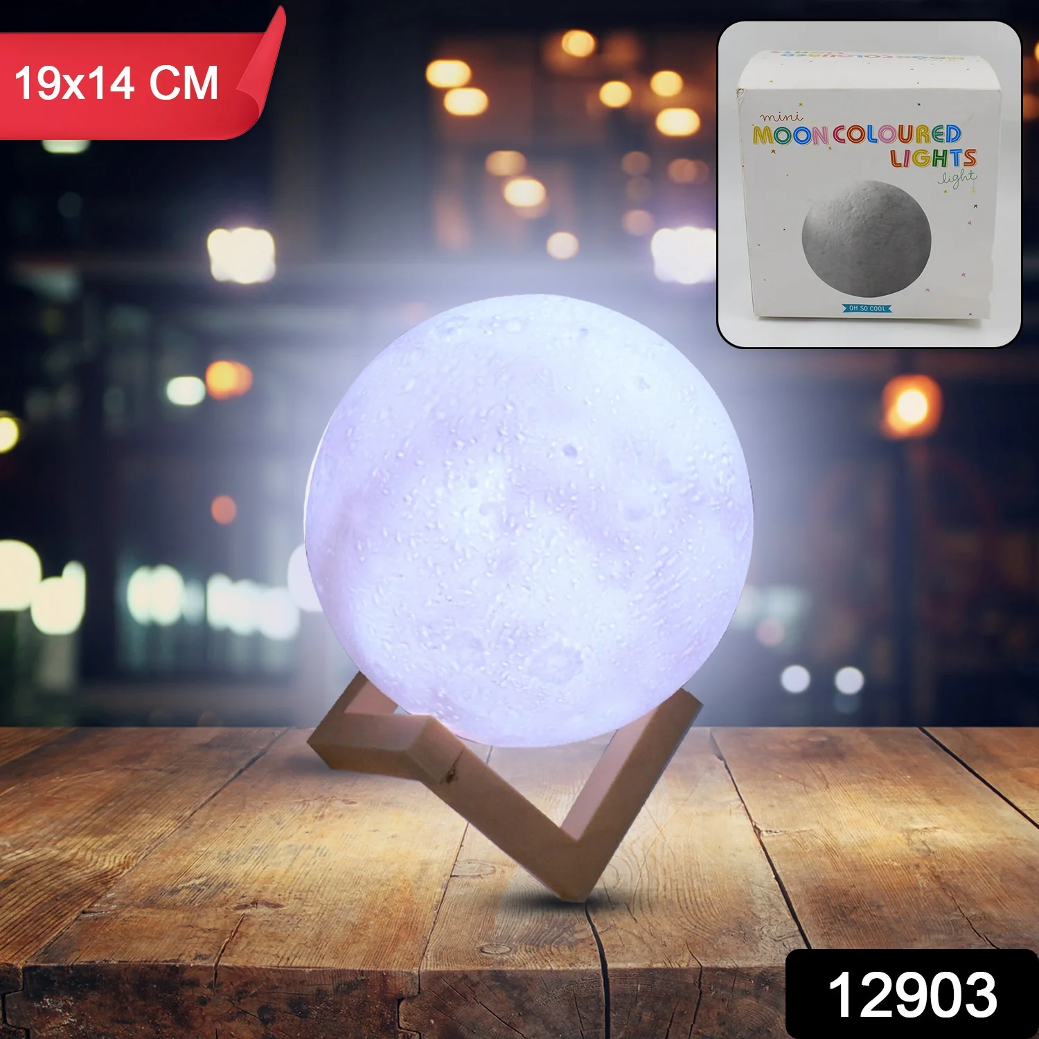 Moon Night Lamp with Plastic Stand Night Lamp for Bedroom (19 x14 Cm / 1 Pc) - Image 2