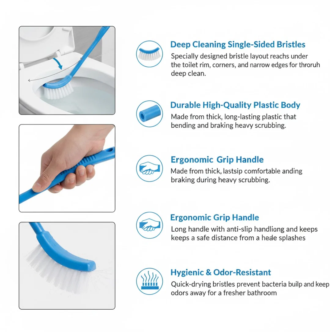 Single Sided Bristle Plastic Toilet Cleaning Brush - Image 4
