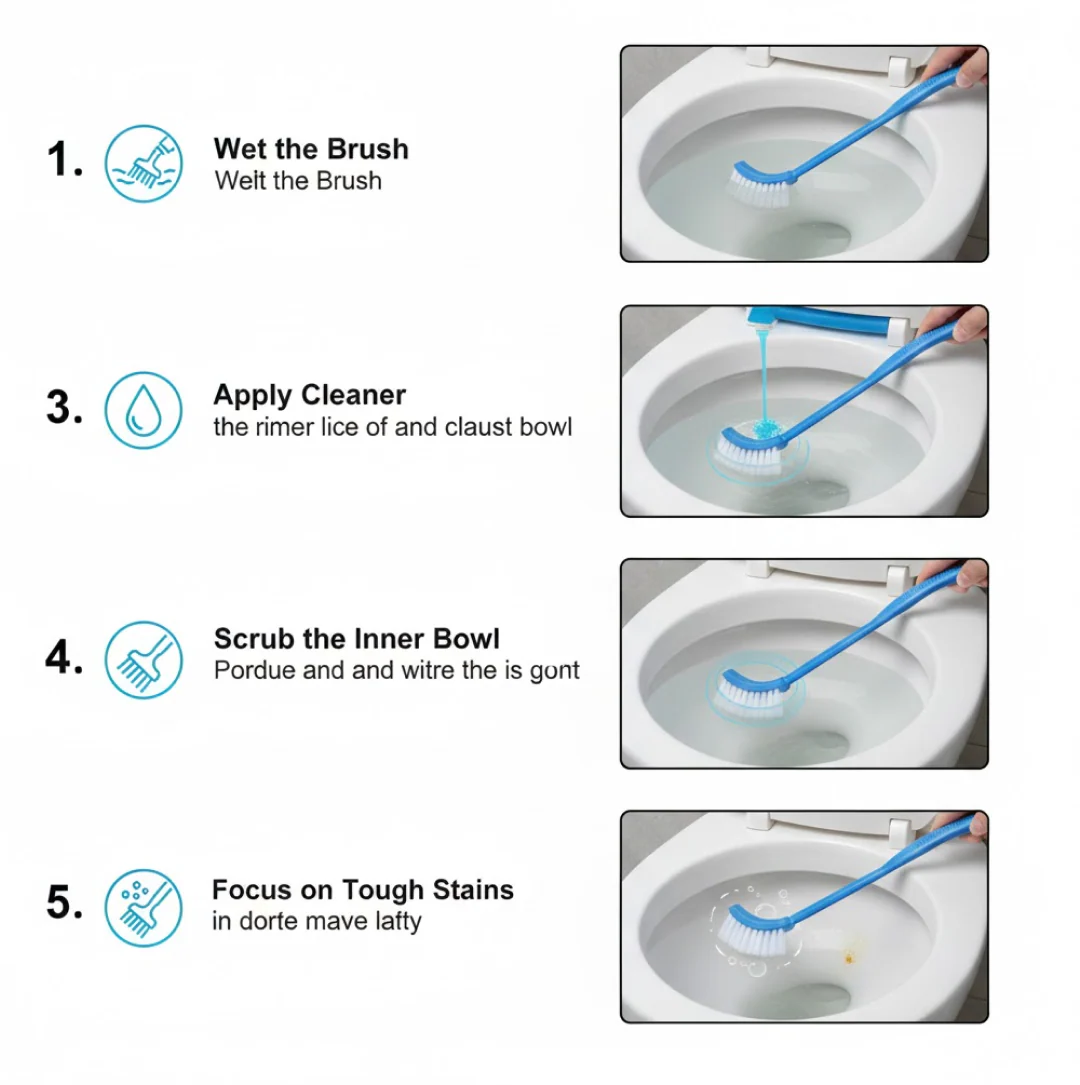 Single Sided Bristle Plastic Toilet Cleaning Brush - Image 5