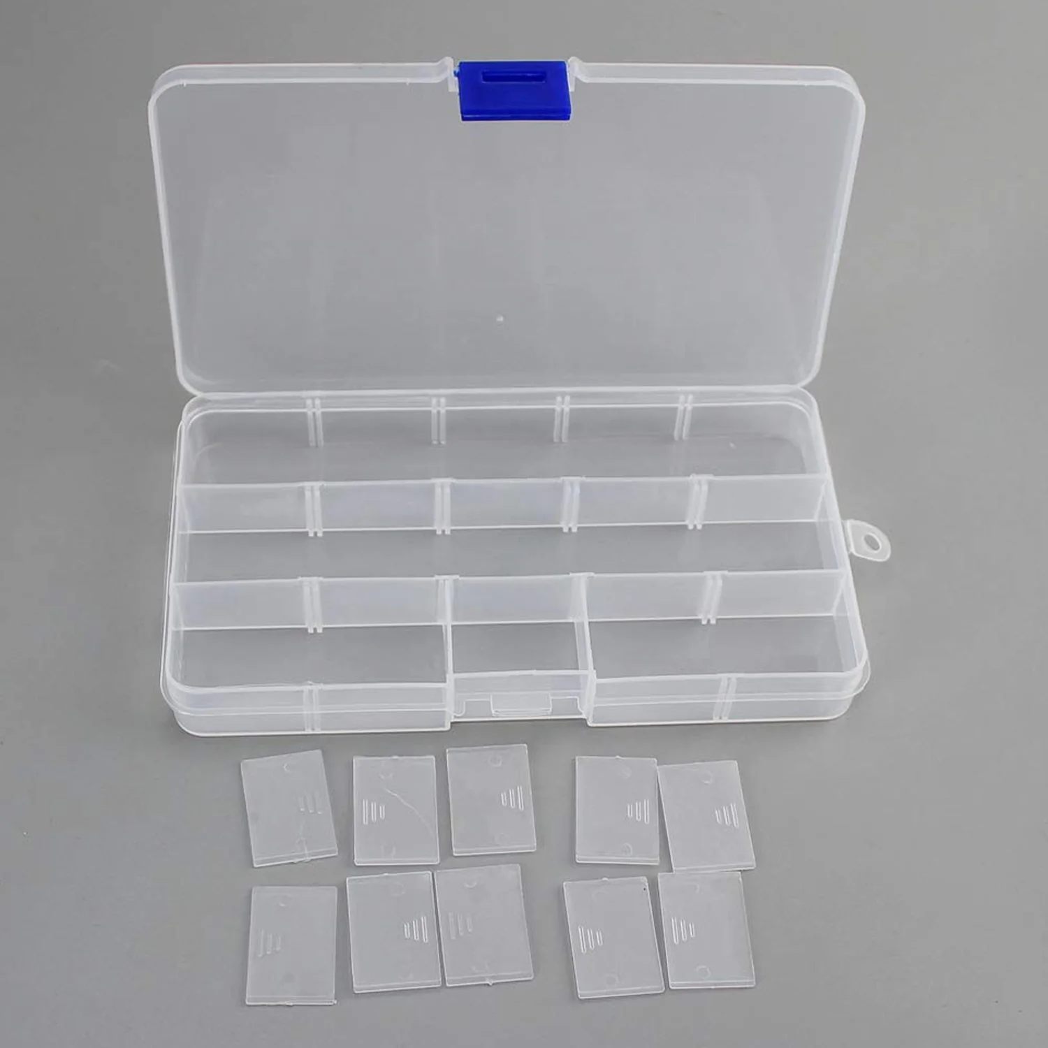 15-Grid Clear Plastic Jewelry Organizer Box with Dividers (1 Pc) - Image 6