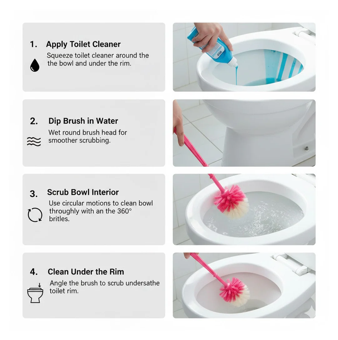 Plastic Round Toilet Cleaner Brush - Image 4
