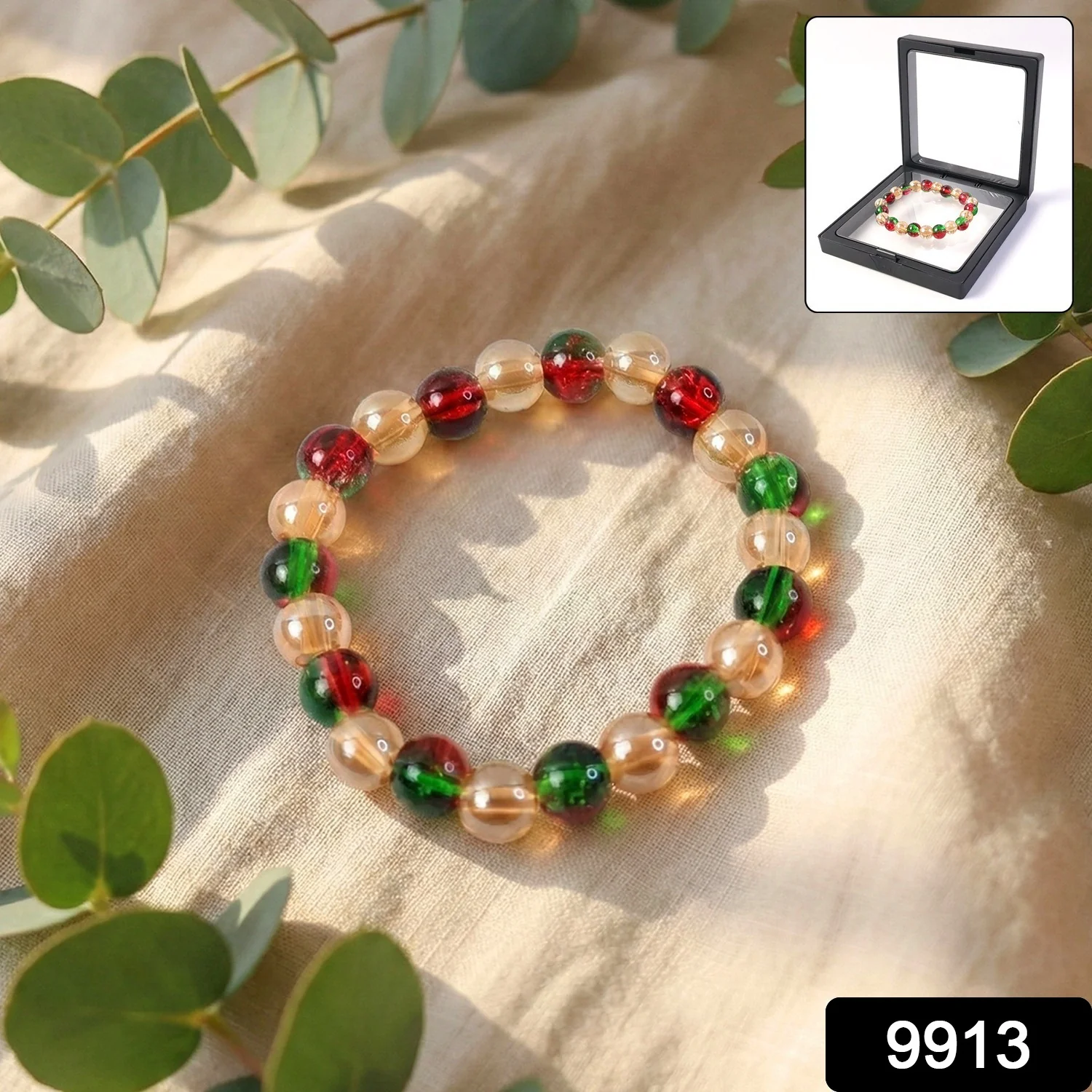 Multicolor Glossy Bead Stretch Bracelet  (1 Pc) - Image 2