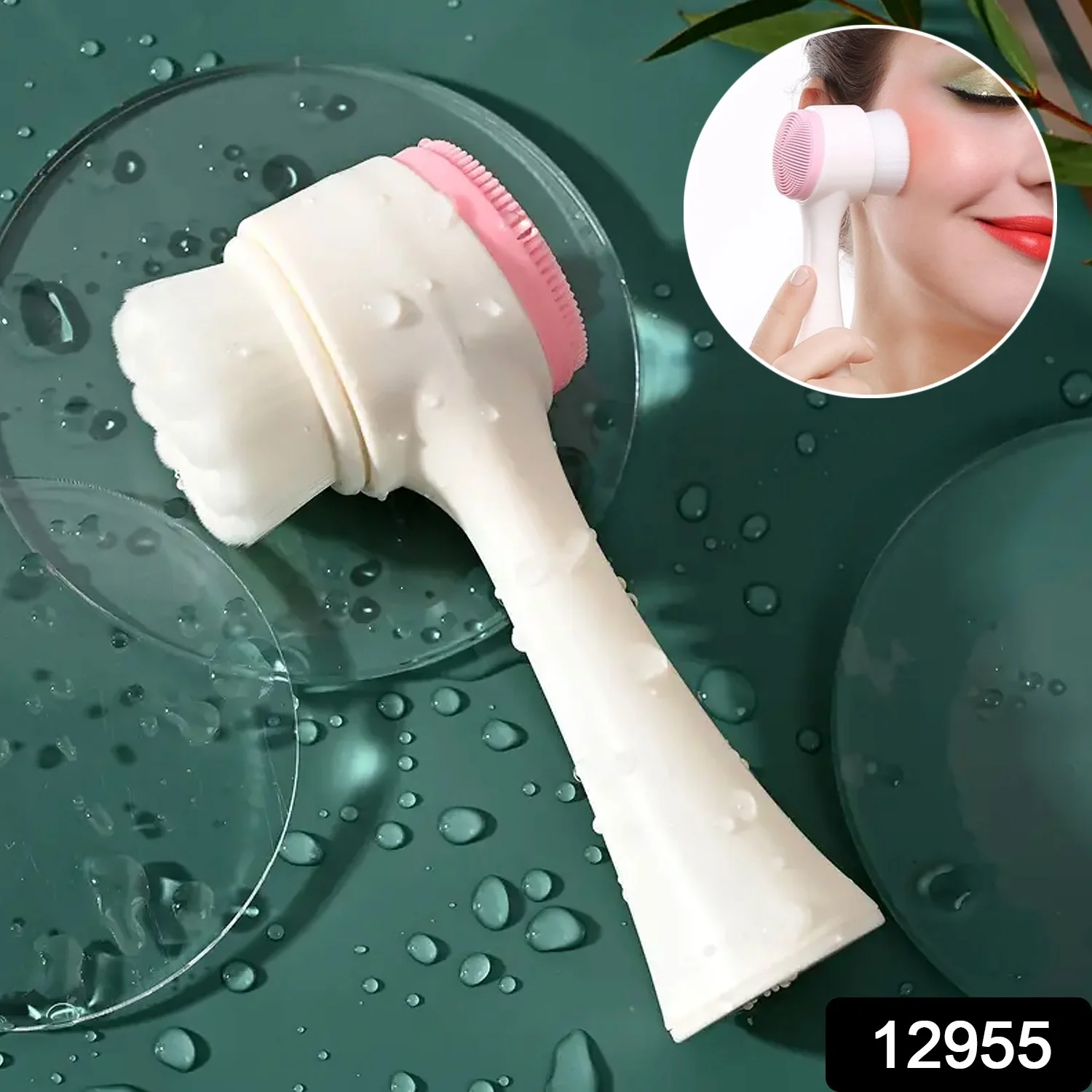 2 in 1 Facial Brush Cleansing Face Scrubber for Sensitive, Delicate, Dry Skin (1 Pc) - Image 2