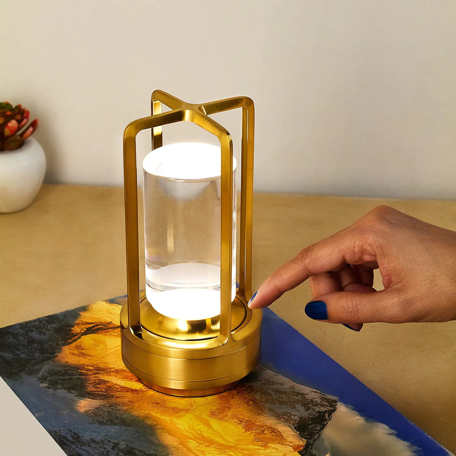 Crystal Lantern Table Lamp Rechargeable Cordless LED Light with 3 Colors 1 Pc - Image 10