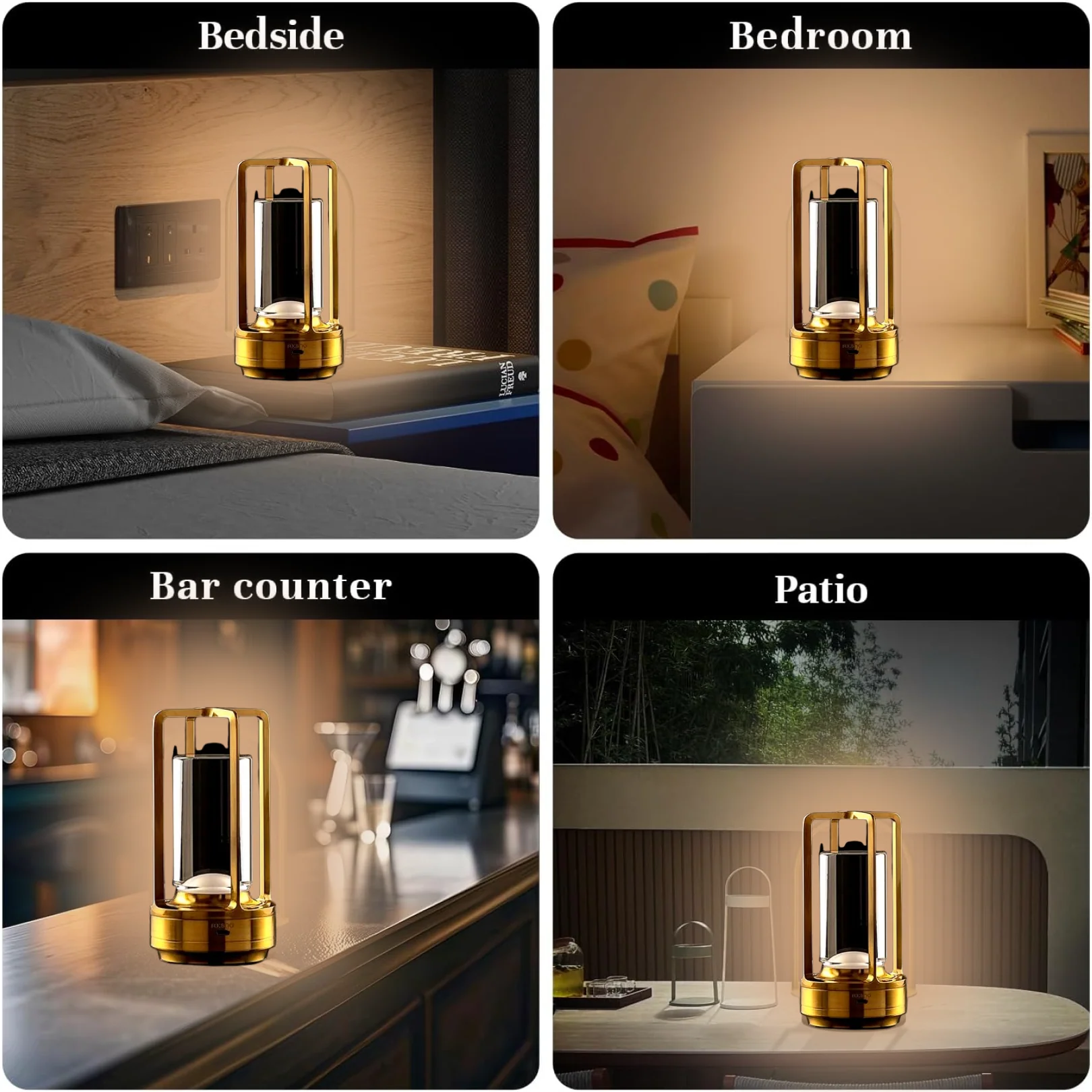 Crystal Lantern Table Lamp Rechargeable Cordless LED Light with 3 Colors 1 Pc - Image 2