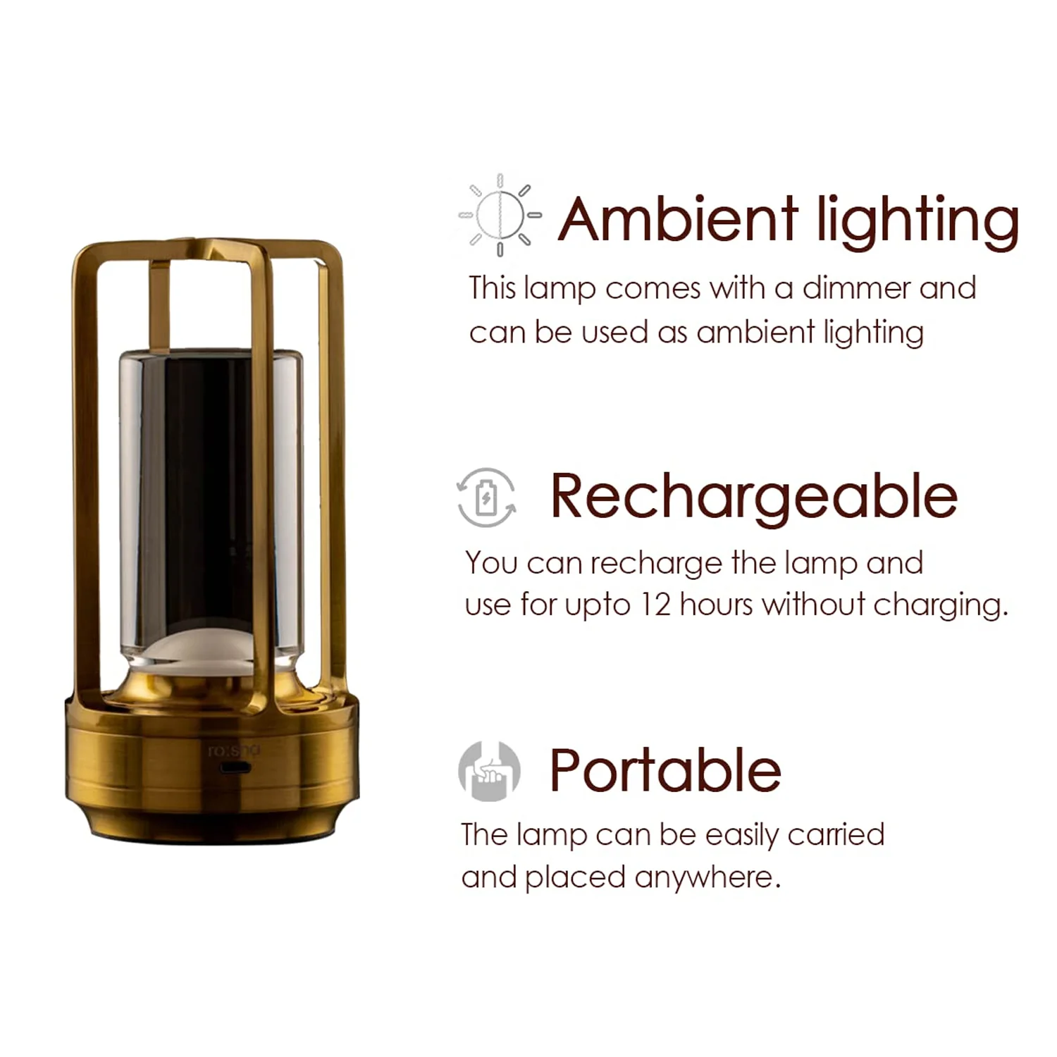 Crystal Lantern Table Lamp Rechargeable Cordless LED Light with 3 Colors 1 Pc - Image 5