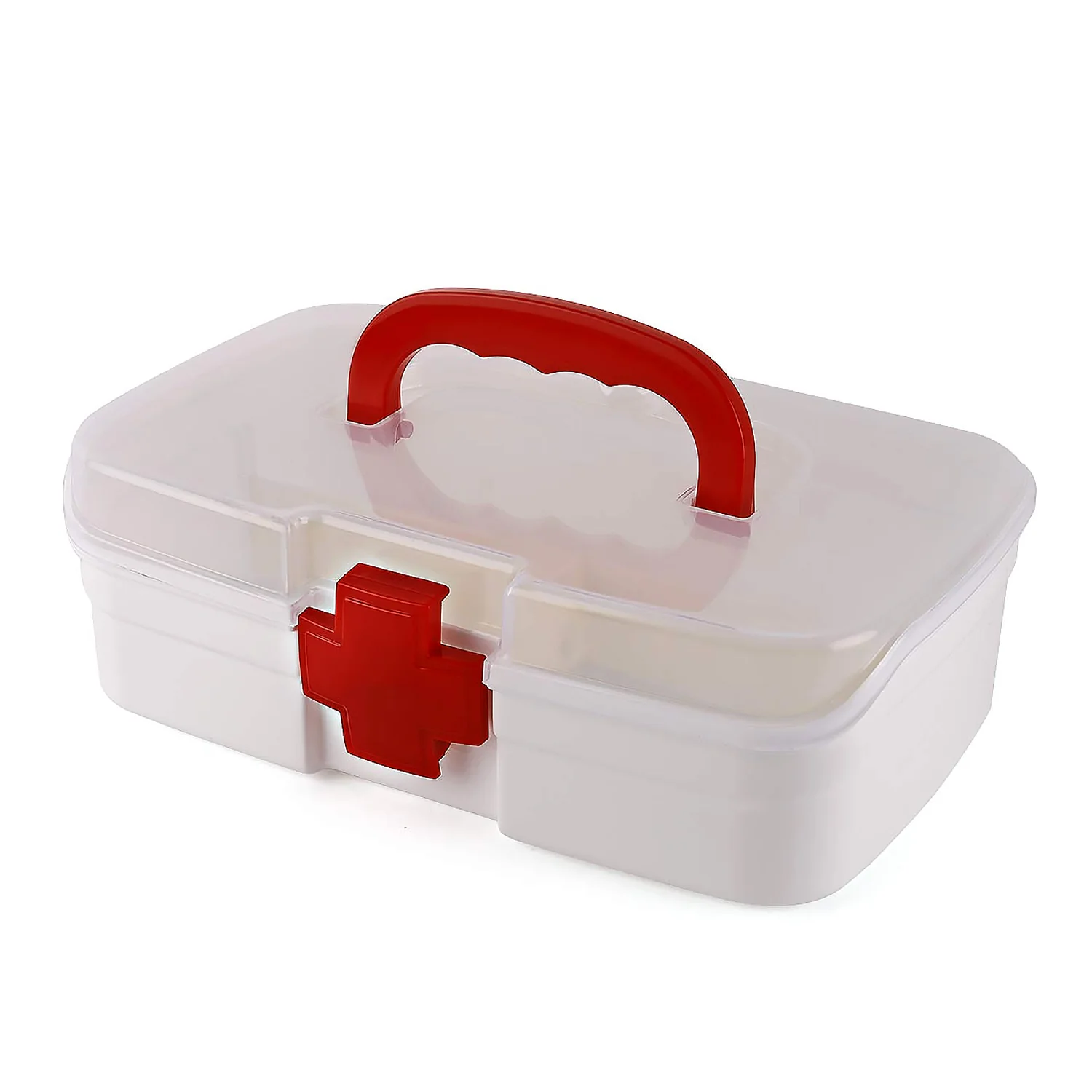 3-Compartment First Aid Box – Portable Medicine Storage with Tray & Clear Lid - Image 4