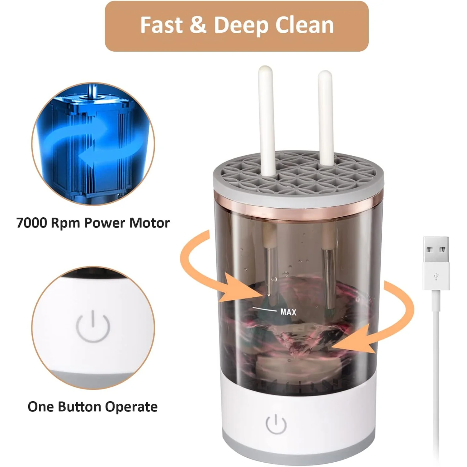Automatic Makeup Brush Cleaner Fast Electric Brush Cleaner  (1 Pc) - Image 6