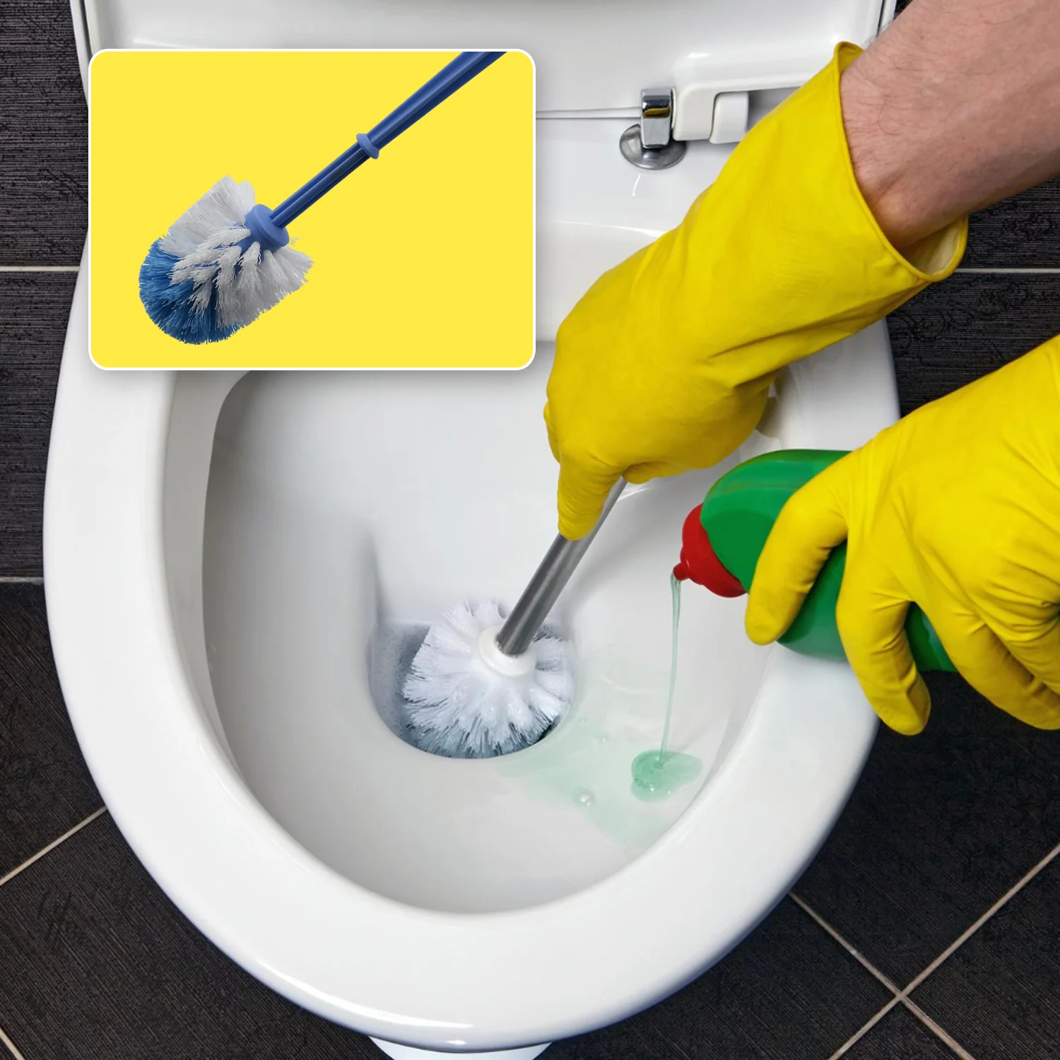 Plastic Round Toilet Cleaner Brush – Hockey Stick Shape Bathroom Brush - Image 3