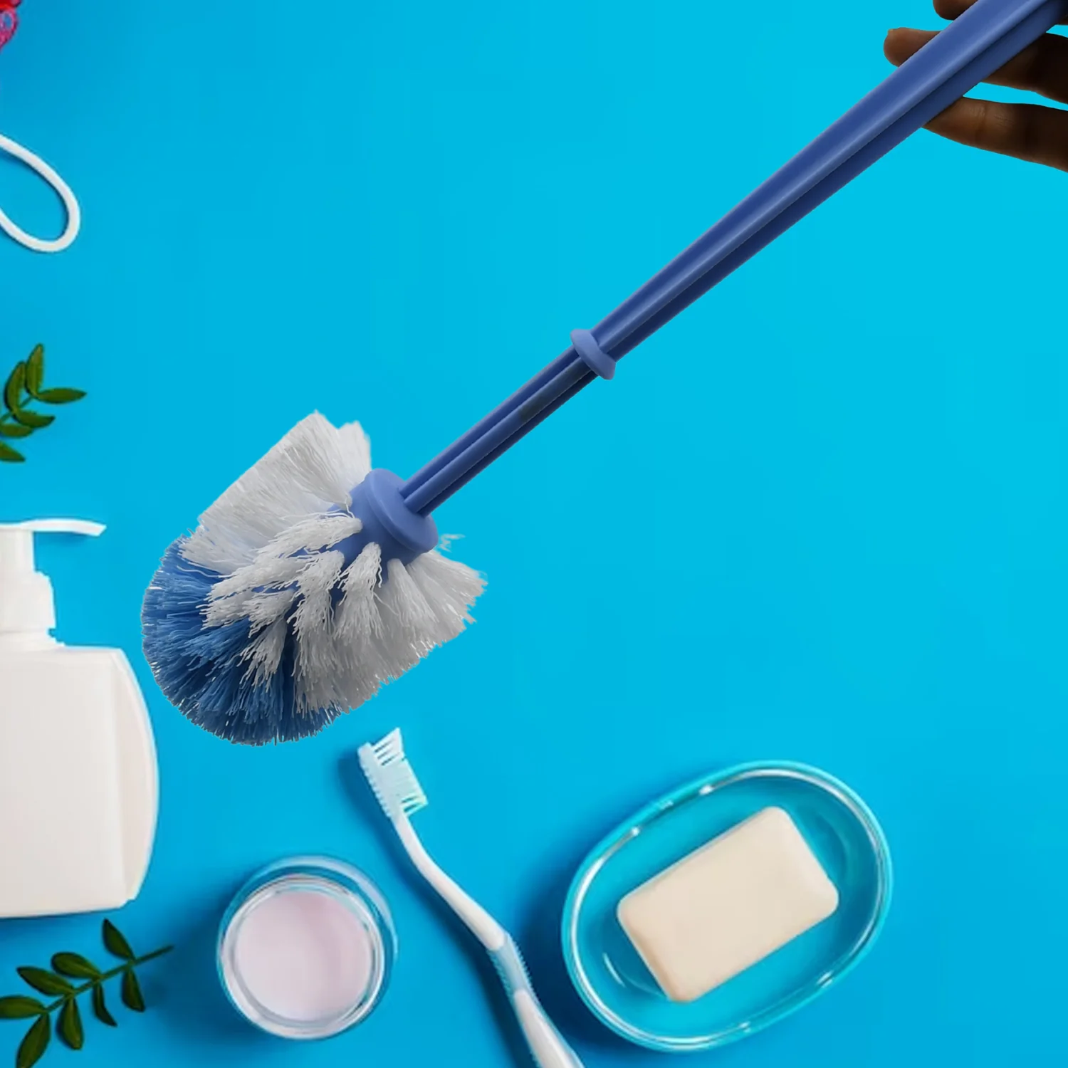 Plastic Round Toilet Cleaner Brush – Hockey Stick Shape Bathroom Brush - Image 5