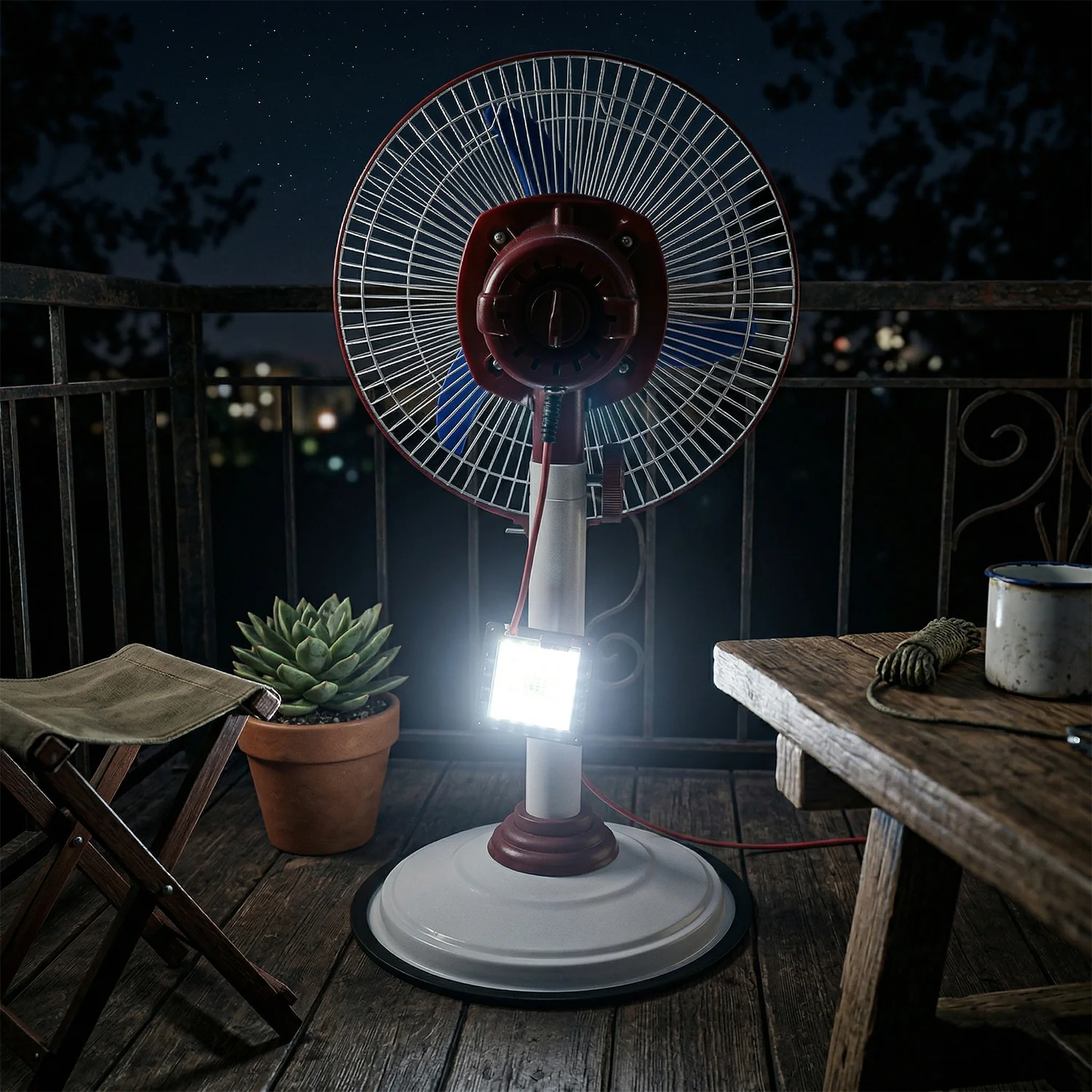 OMEGA 12V Rechargeable Pedestal Fan with LED Light (1 Pc) - Image 5
