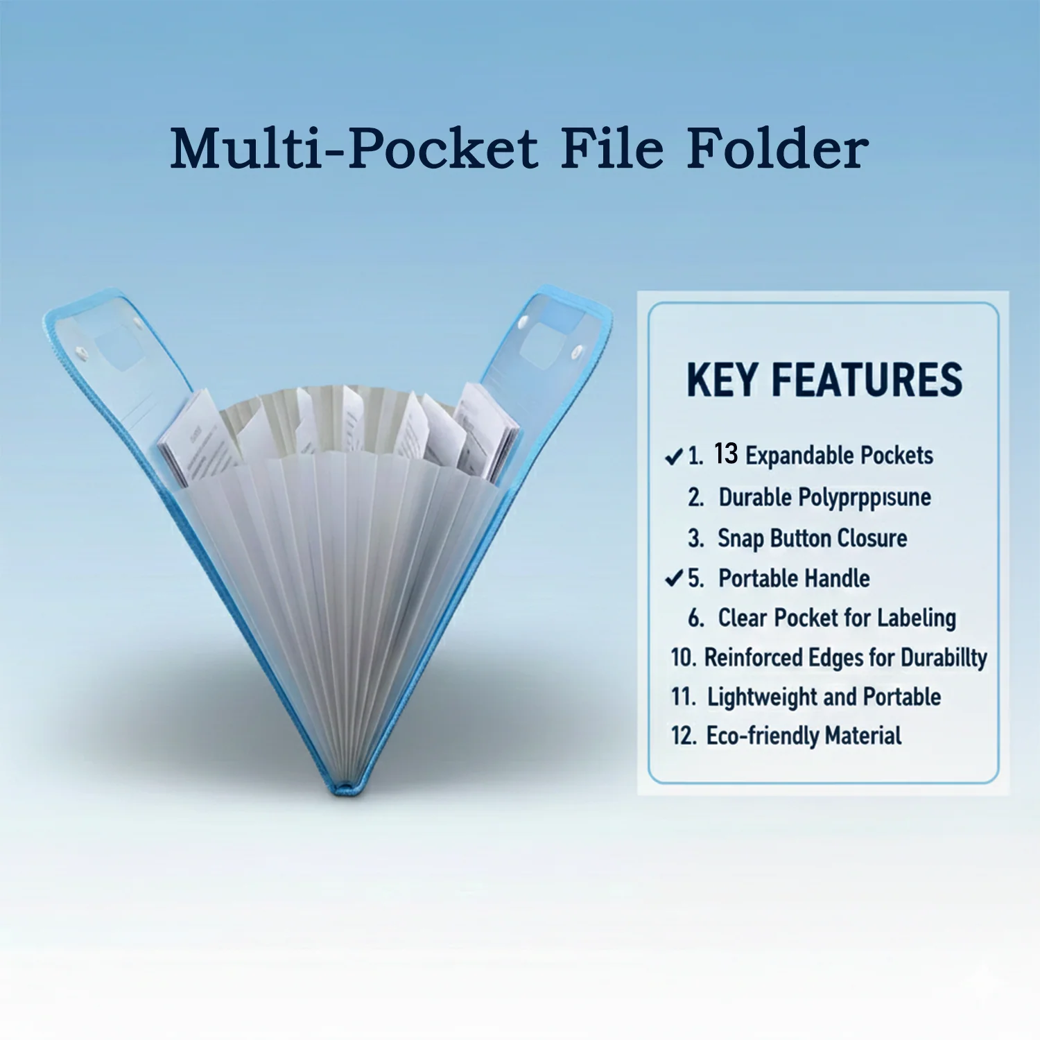13 Pocket Document File Folder with Handle - Image 4