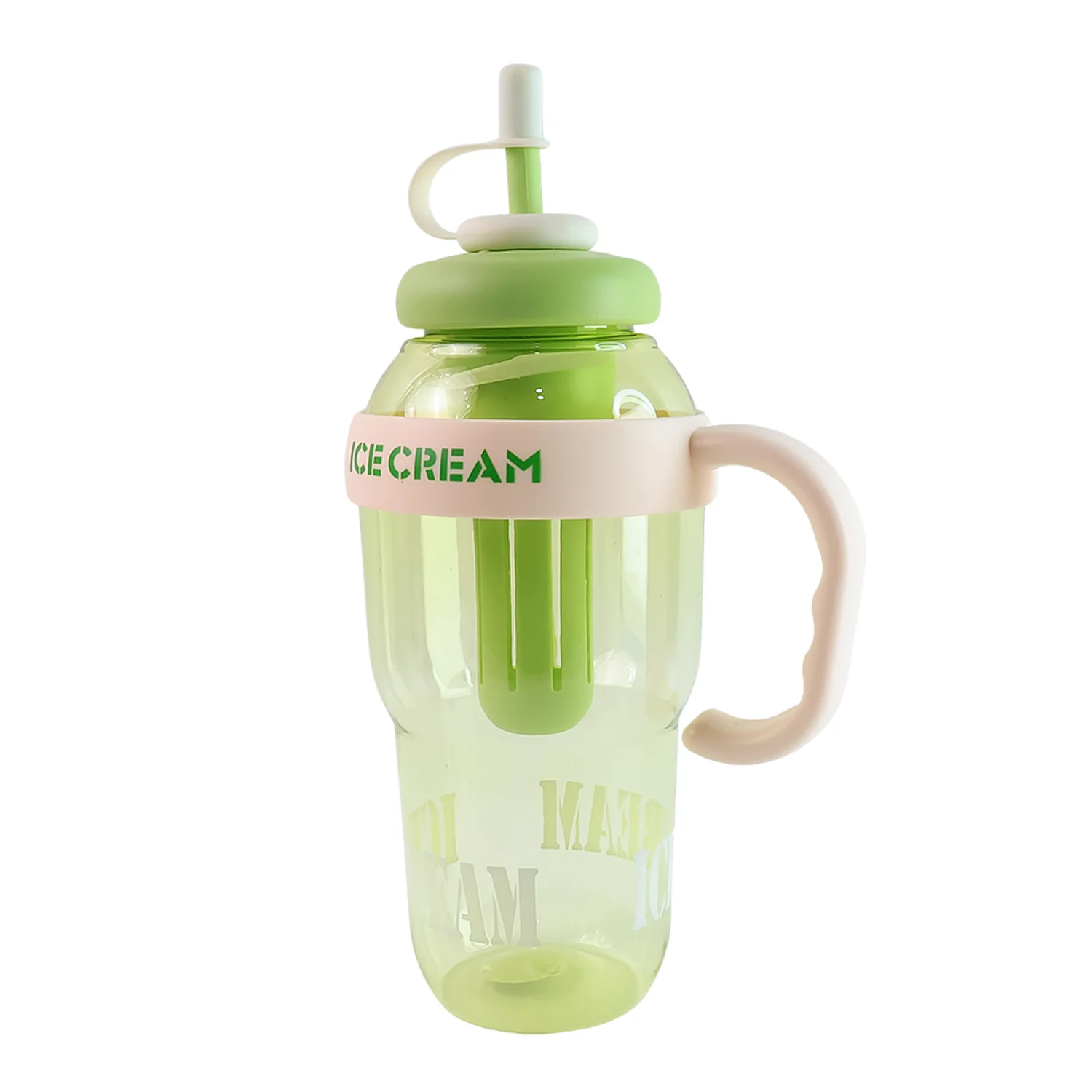 Approx 1300ML Large Capacity Cute Ice Cream Themed Water Bottle with Handle, Straw - Image 5