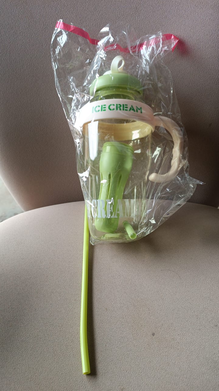 Approx 1300ML Large Capacity Cute Ice Cream Themed Water Bottle with Handle, Straw - Image 8