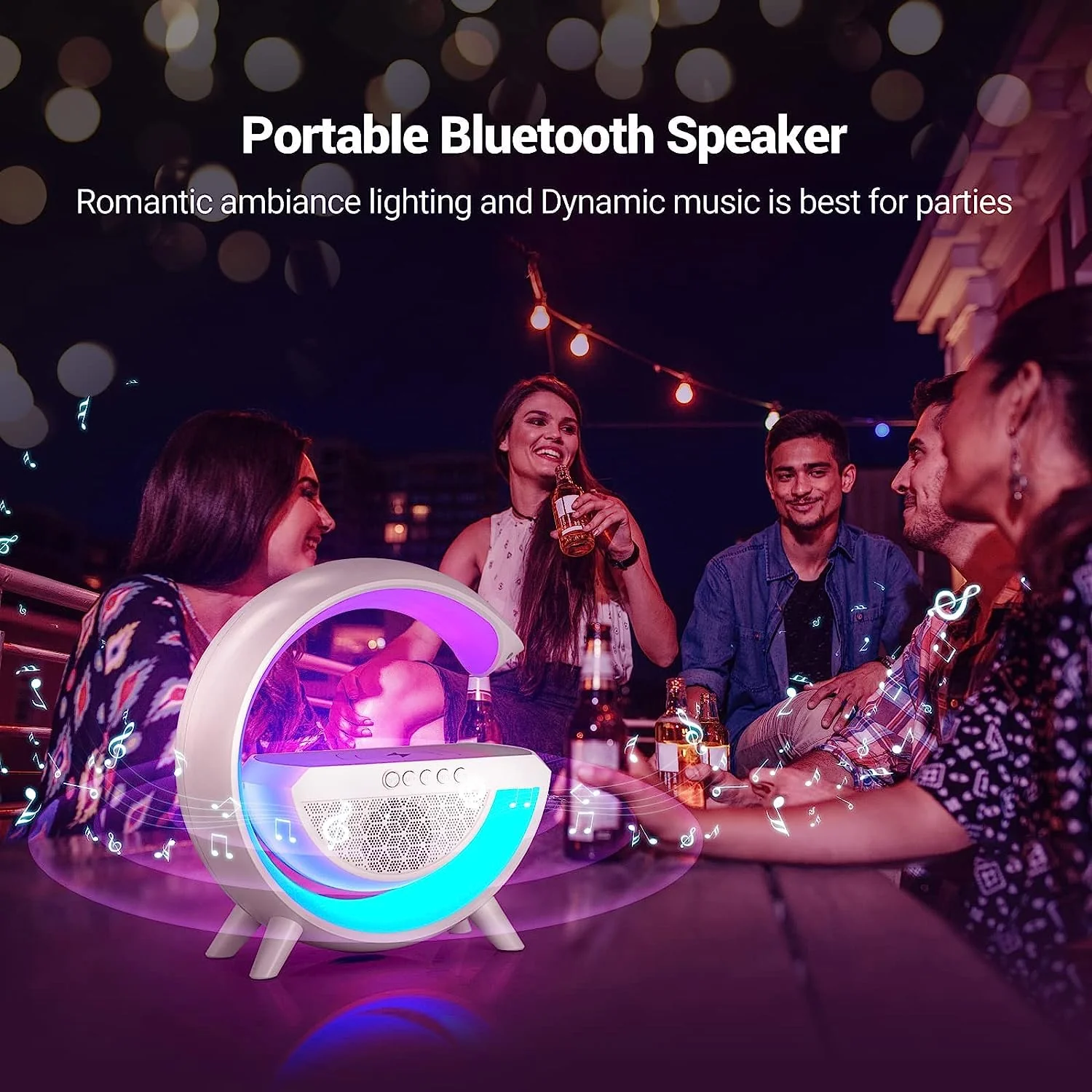 3-in-1 Multi-Function LED Night Lamp with Bluetooth Speaker, Wireless Charging, for Bedroom for Music, Party and Mood Lighting - Perfect Gift for All Occasions  blootuth speaker (Media Player) - Image 6