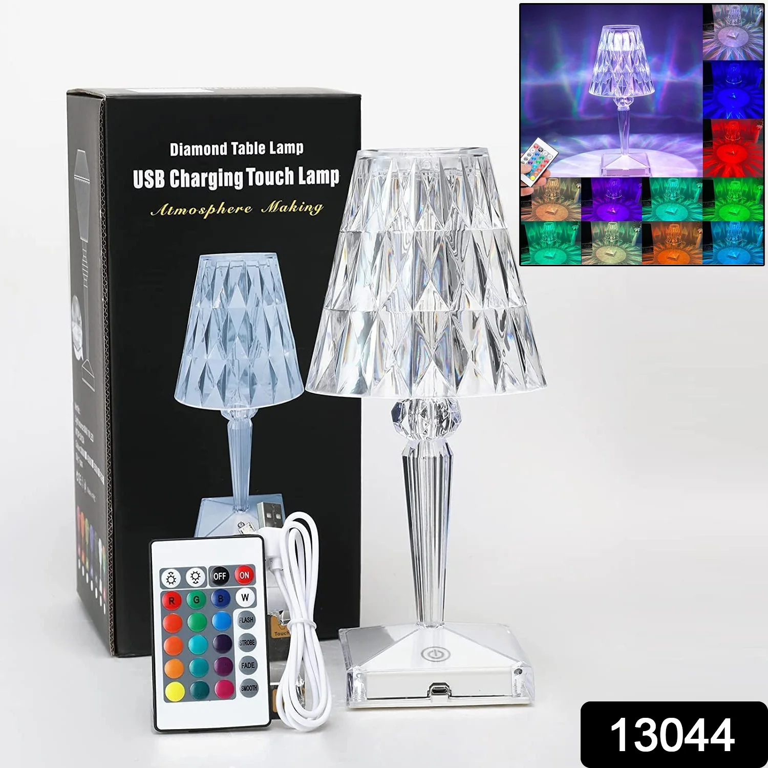 Crystal Diamond LED Table Lamp with 16 Colors – Bedroom Decor - Image 2