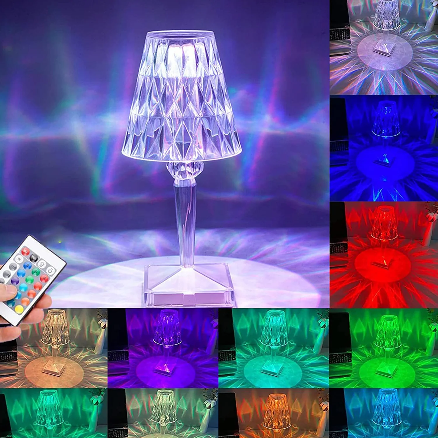Crystal Diamond LED Table Lamp with 16 Colors – Bedroom Decor - Image 7