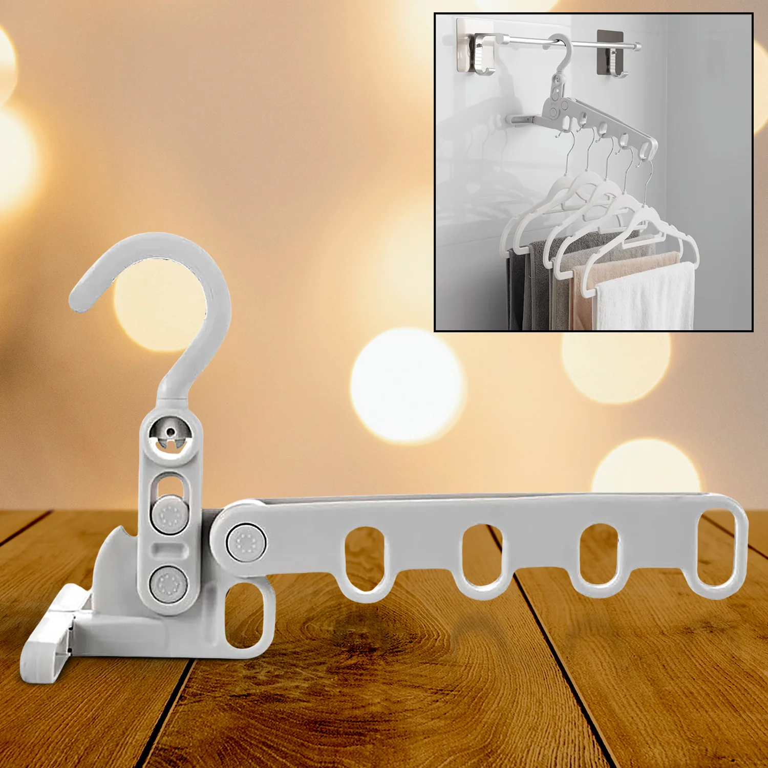 5-Hole Foldable Clothes Hanger – Robust, Space-Saving Travel Rack - Image 3