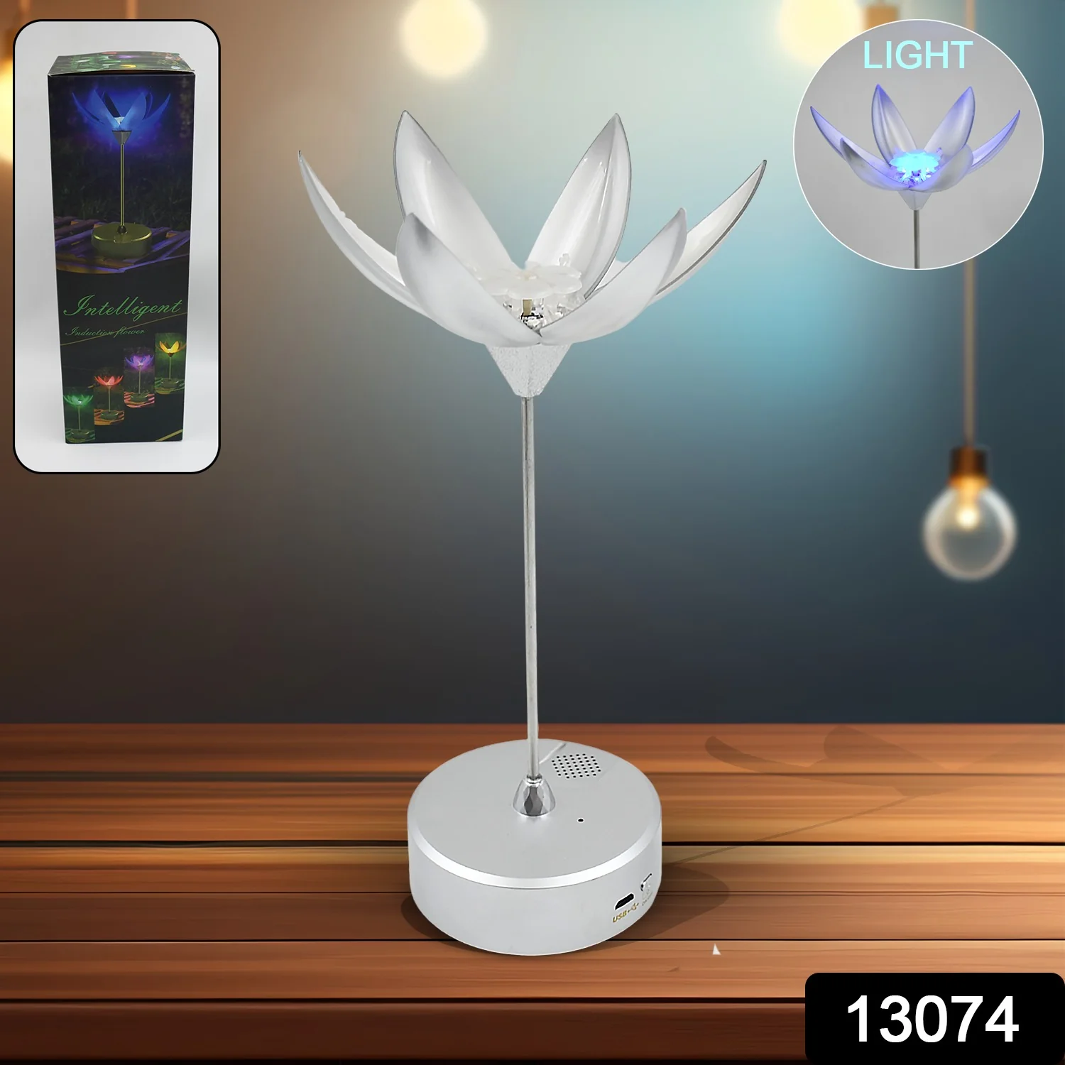 Lotus Flower Lamp with Music, Touch Open and Close, USB Rechargeable (1 Pc) - Image 2