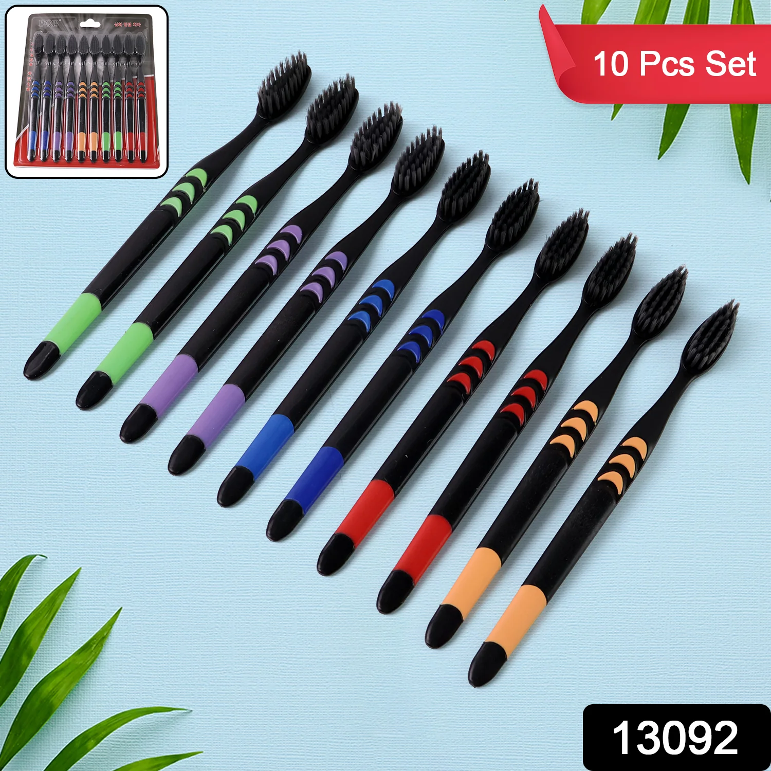 Soft Toothbrush with Plastic Round Box for Adults & Kids (Set of 10 Pcs) - Image 2